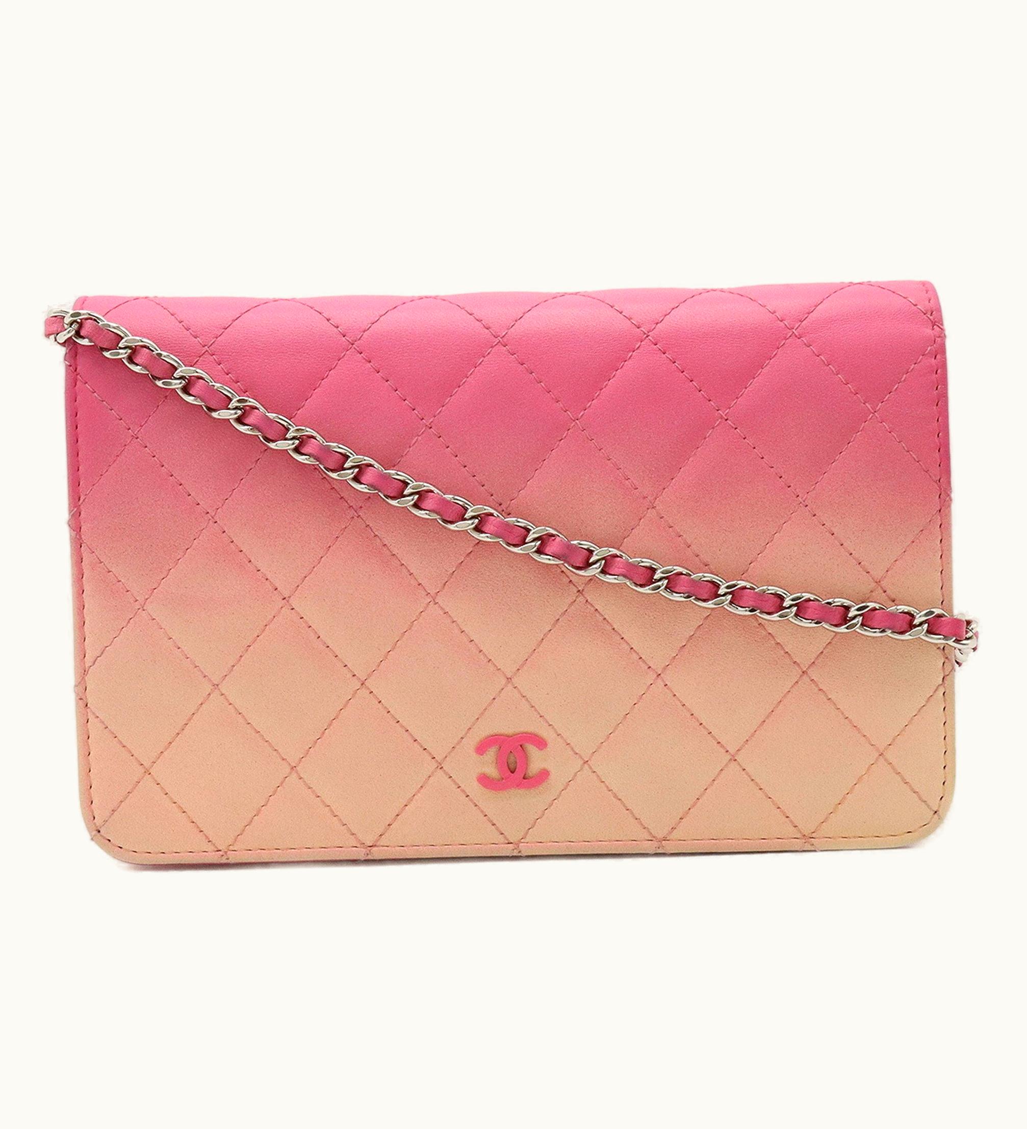 Chanel Chanel Matelasse Chain Shoulder Bag Pochette Leather Pink Gradation A33814