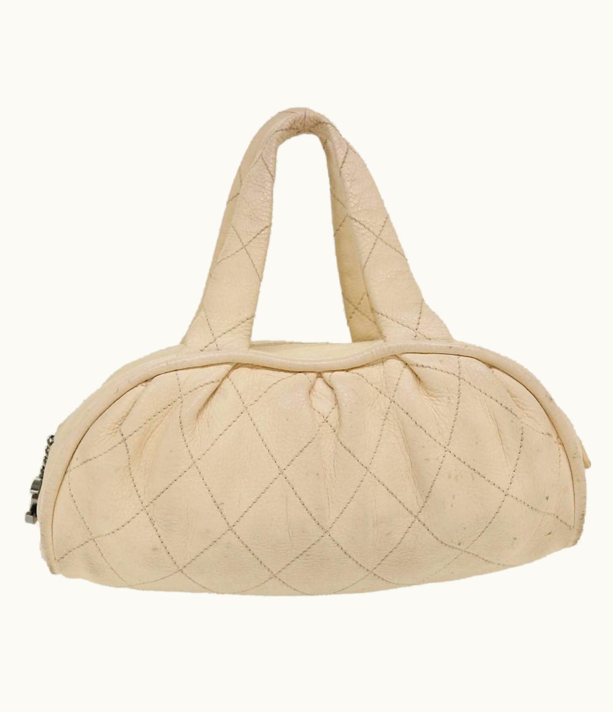 Chanel Chanel Hand Bag Caviar Skin White CC