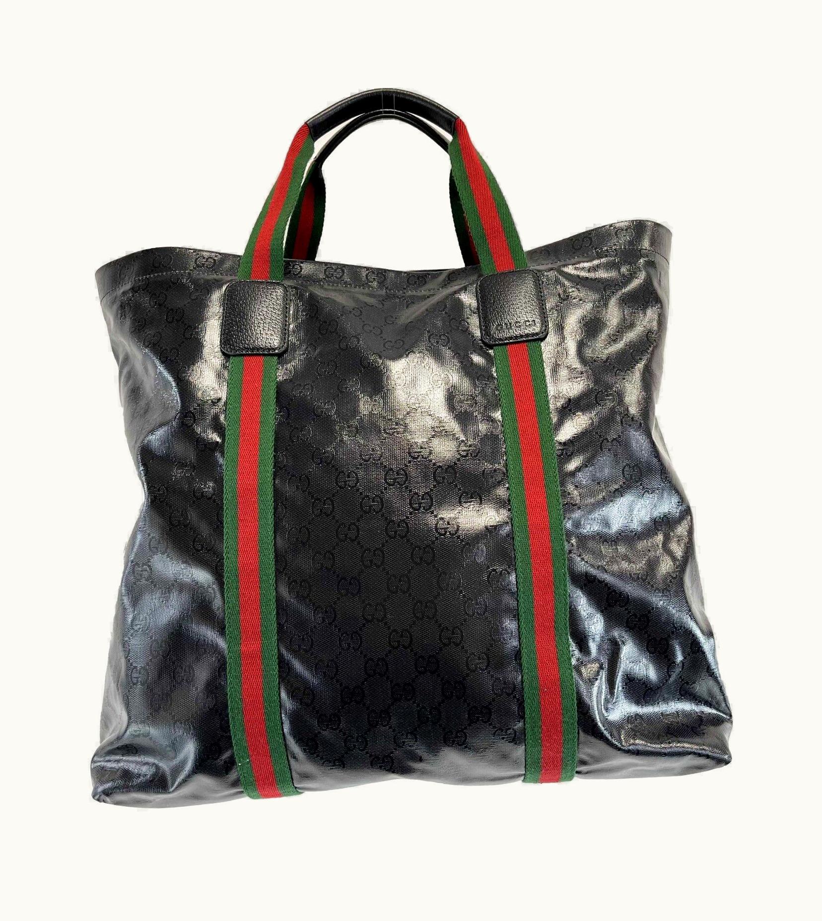 Gucci Gucci - GG Crystal Medium Tote - Green/Red Web Grosgrain Full Kit