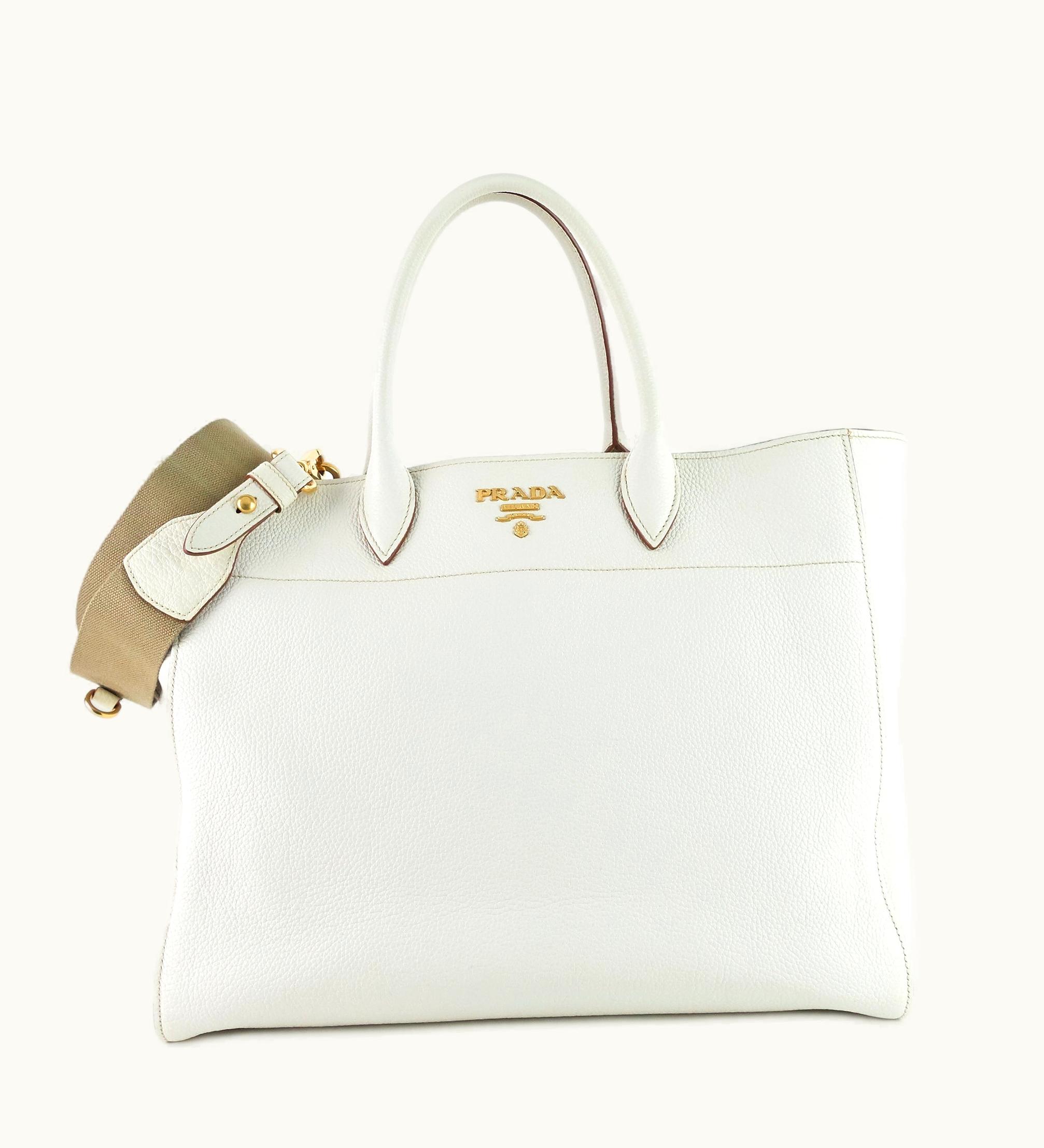 Prada Prada Dual Strap Convertible Medium Vitello Daino Leather Tote Bag