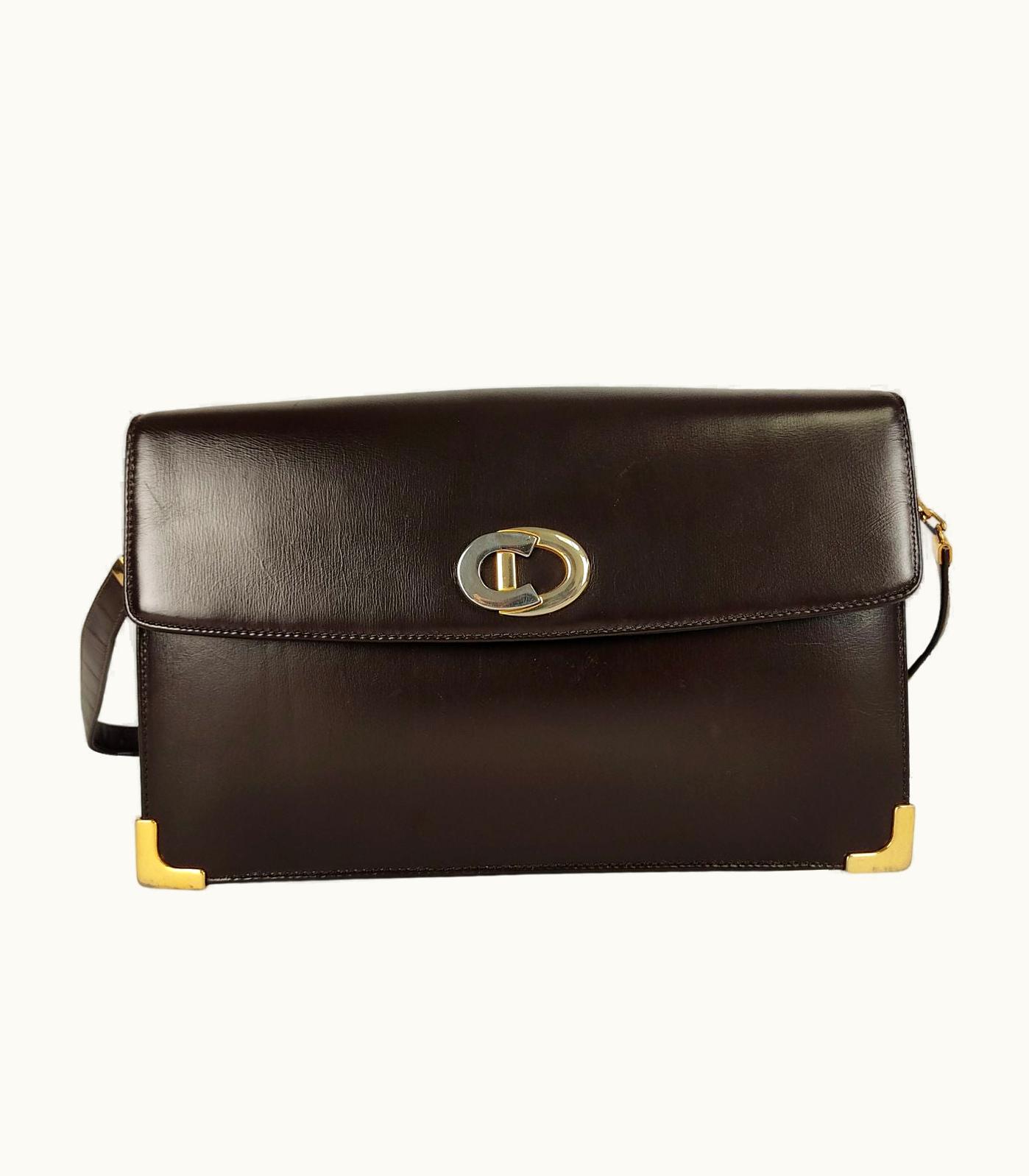 Dior Dior Christian Vintage Shoulder Bag In Brown Leather
