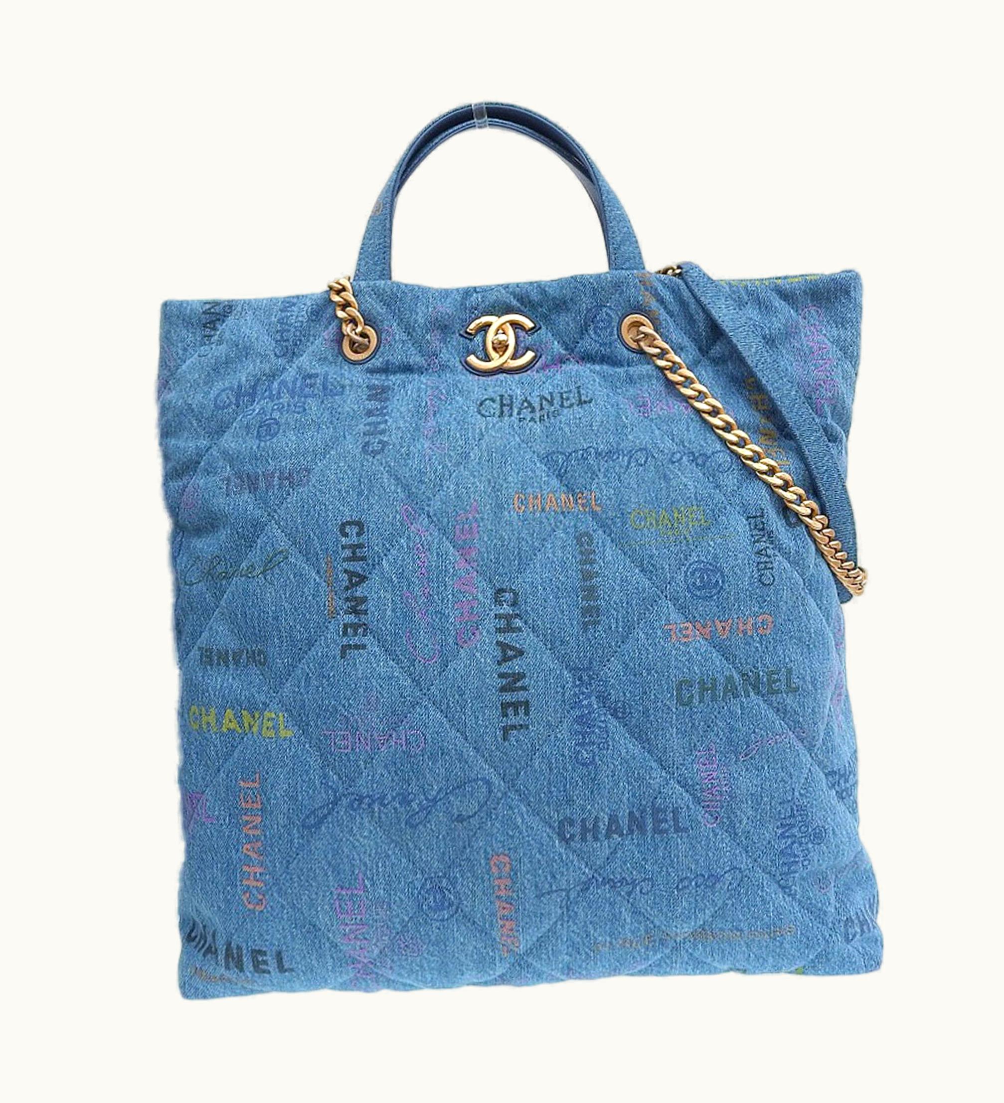Chanel Chanel Maxi Shopping Bag Here Mark 2Way Denim Blue As3128