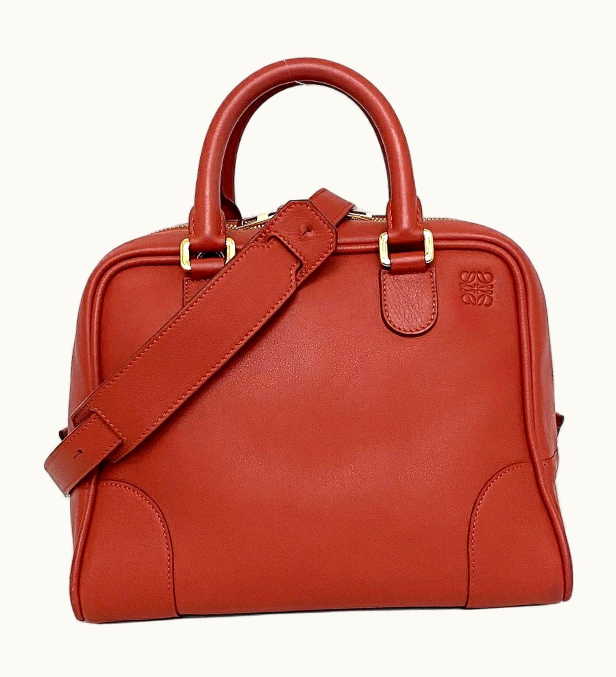 Loewe Loewe 2Way Bag Amazona 75 Red Anagram 301.30.L03 Leather Loewe Handbag Shoulder Square Boston Ladies
