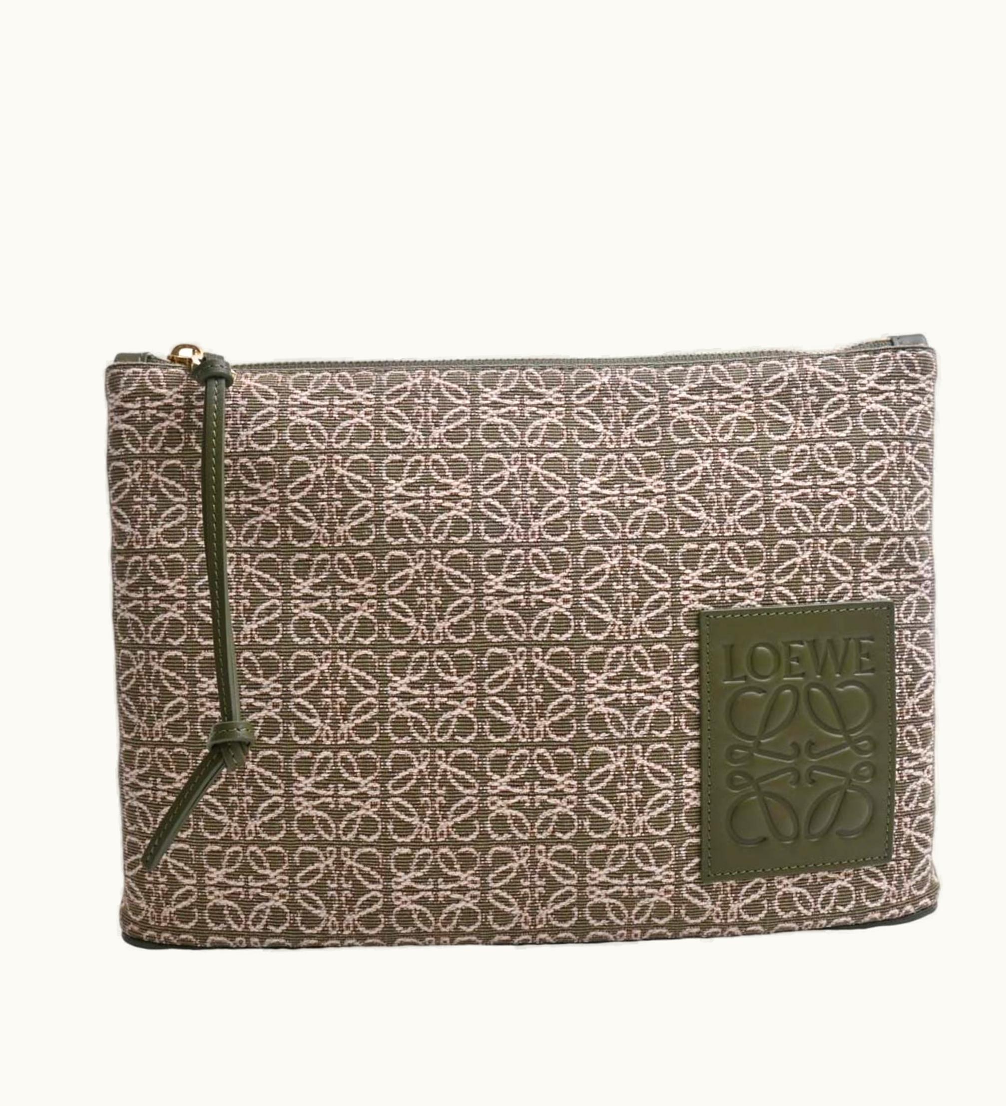 Loewe Loewe Canvas Leather Anagram Oblong Pouch C604C63X01 Khaki Ladies