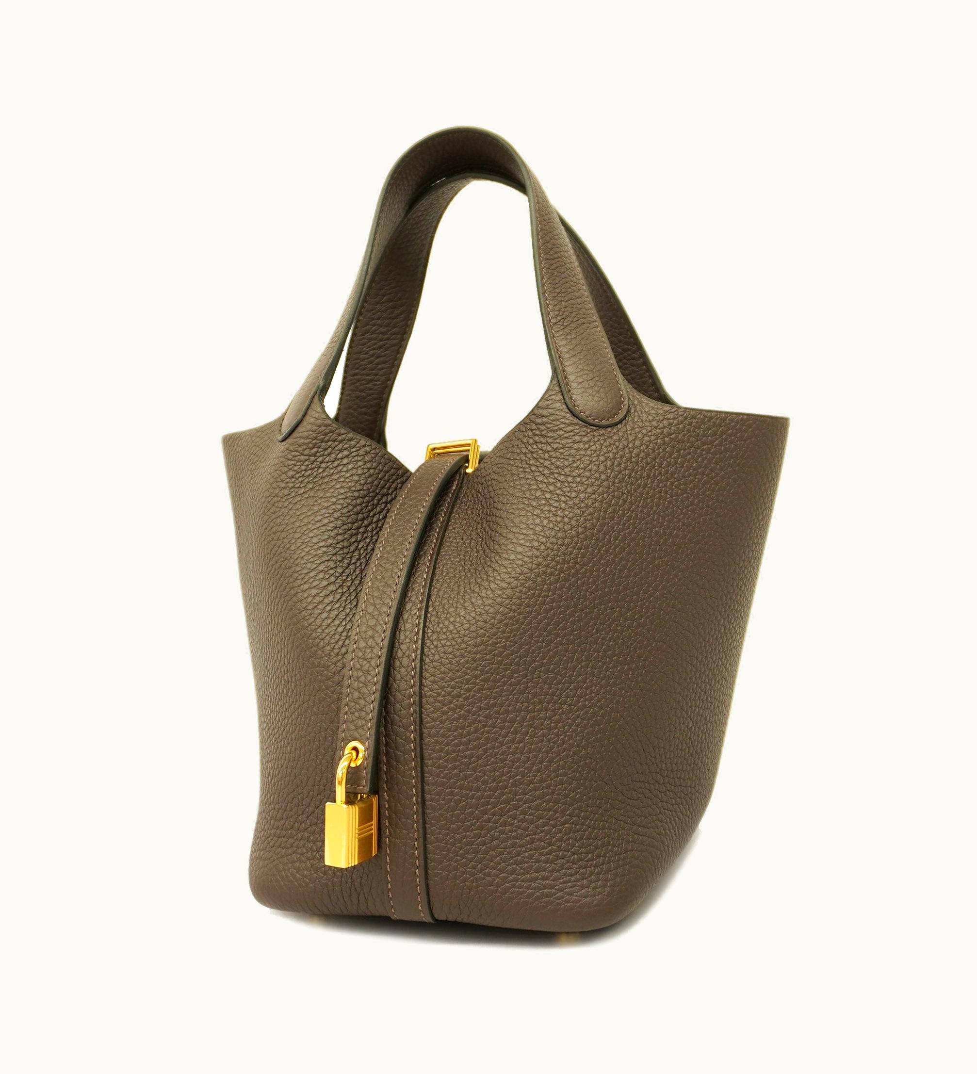 Hermès Hermès   Picotin Lock Pm B Engraved Rouge Serie Taurillon Clemence Leather