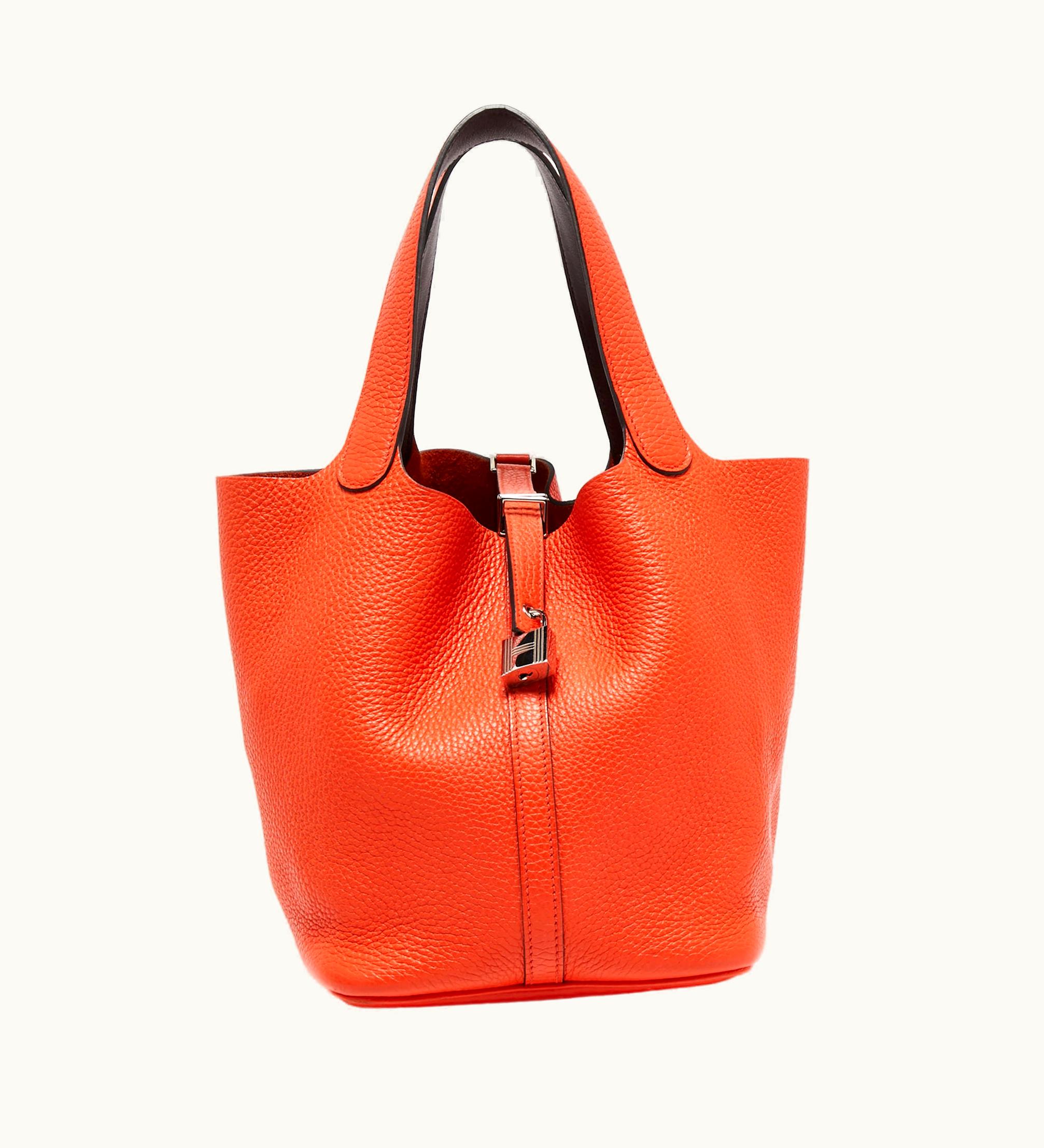 Hermès Hermès Orange Poppy/Rouge H Taurillon Clemence Leather Picotin Lock 22 Bag