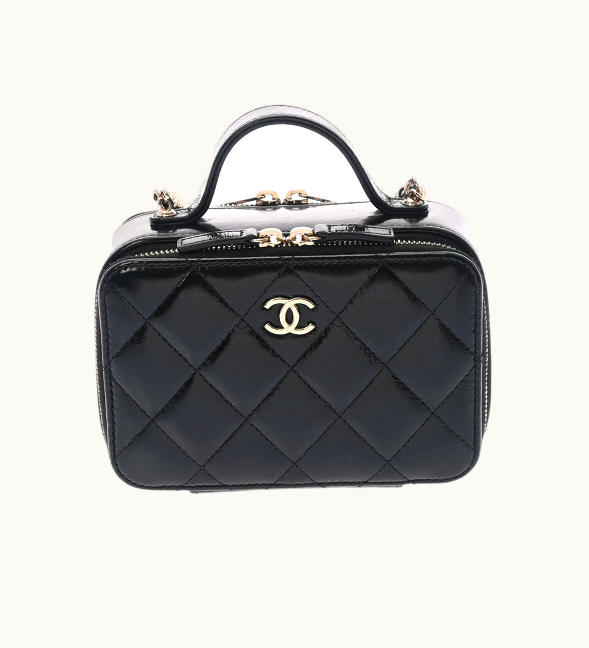 Chanel Chanel Matelasse Small Vanity Shiny Black Ladies Lambskin Bag