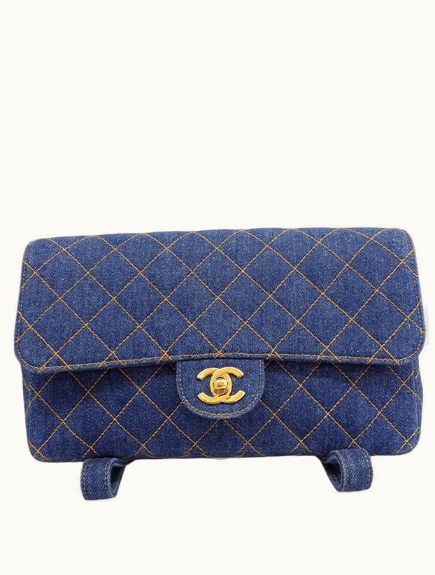 Chanel Chanel Around 1997 Made Denim Classic Flap Backpack Indigo