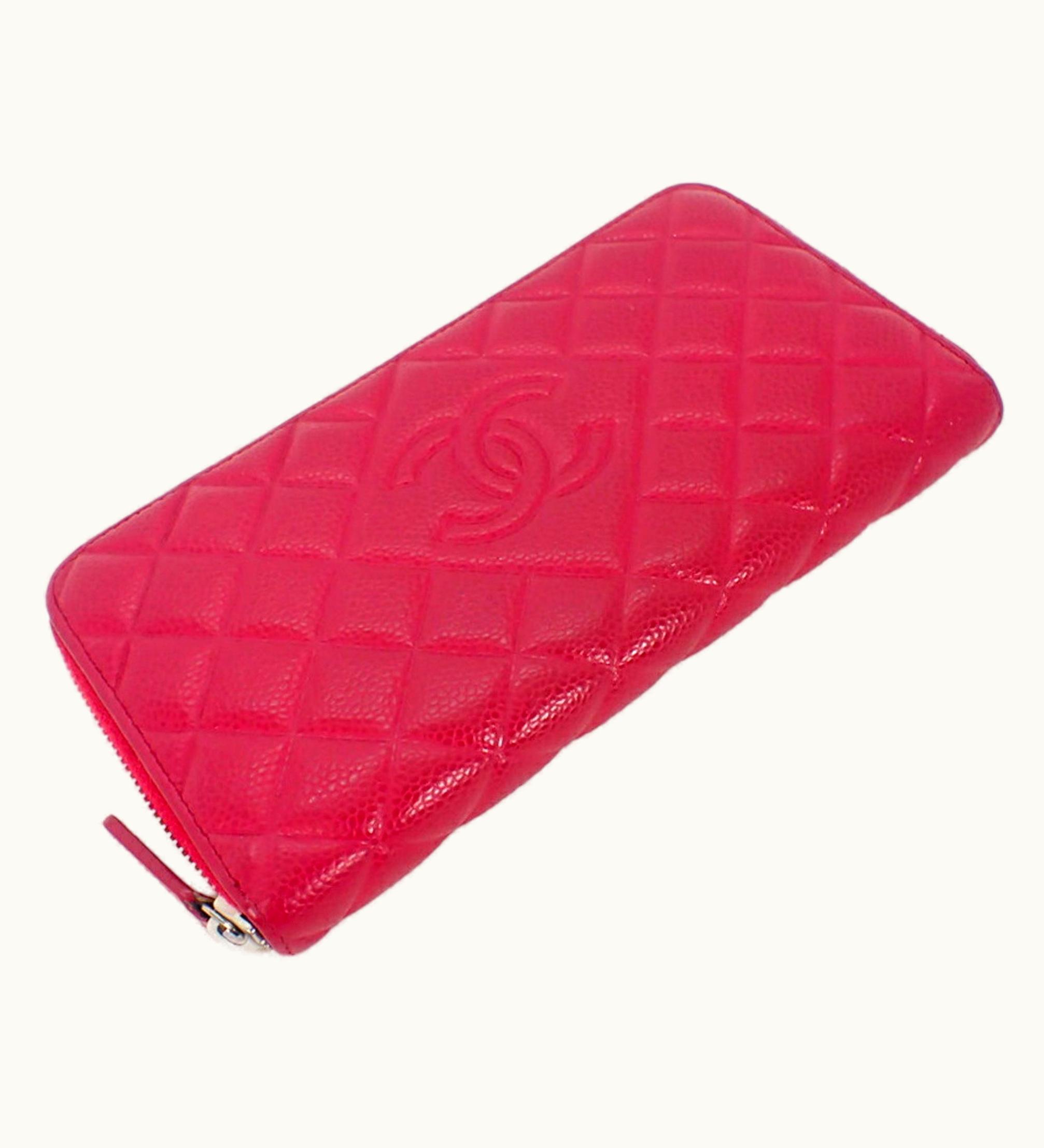 Chanel Chanel Here Mark Caviar Skin Round Long Wallet Red 2