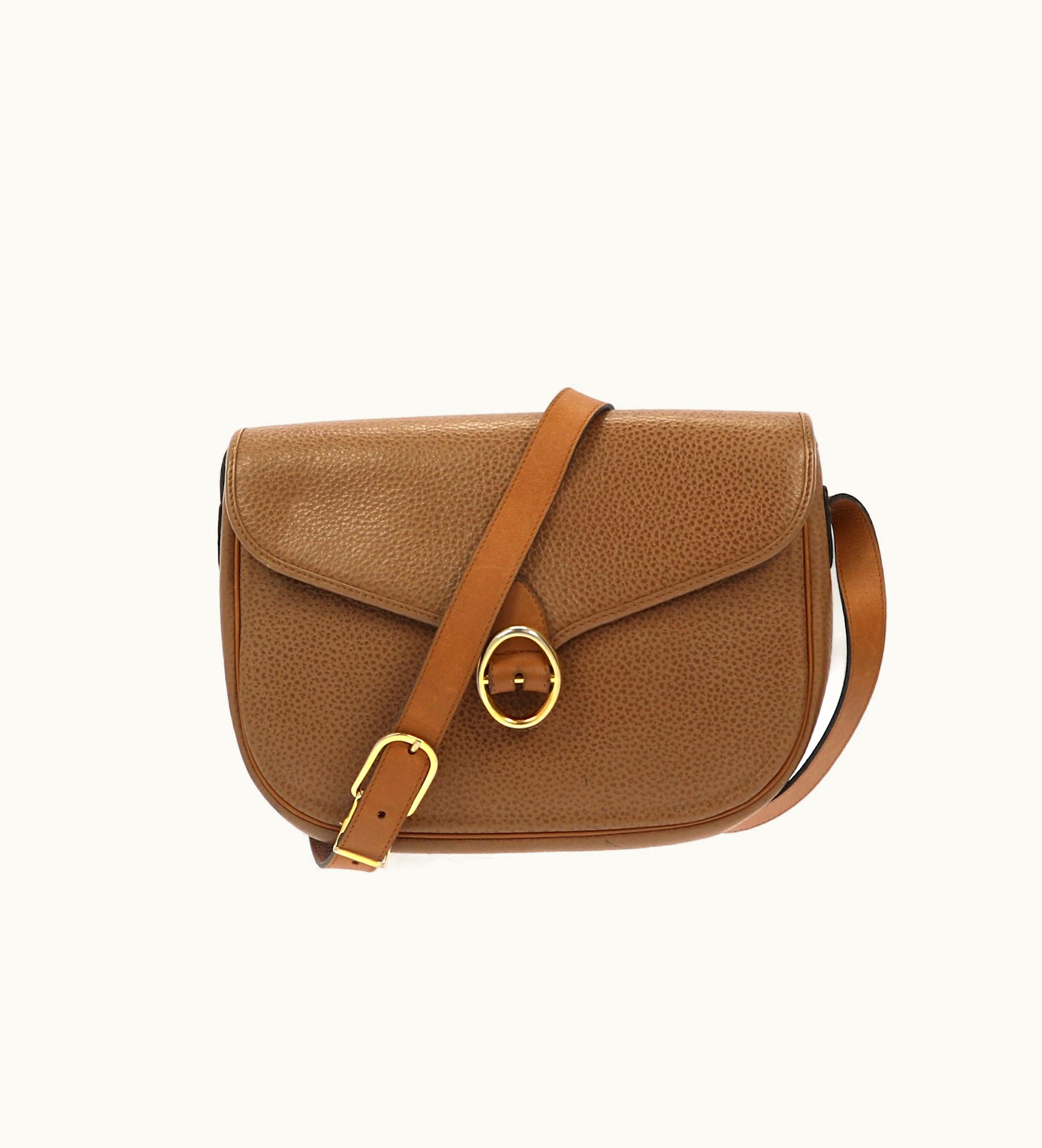 Dior Christian Dior Crossbody Bag In Brown Leather