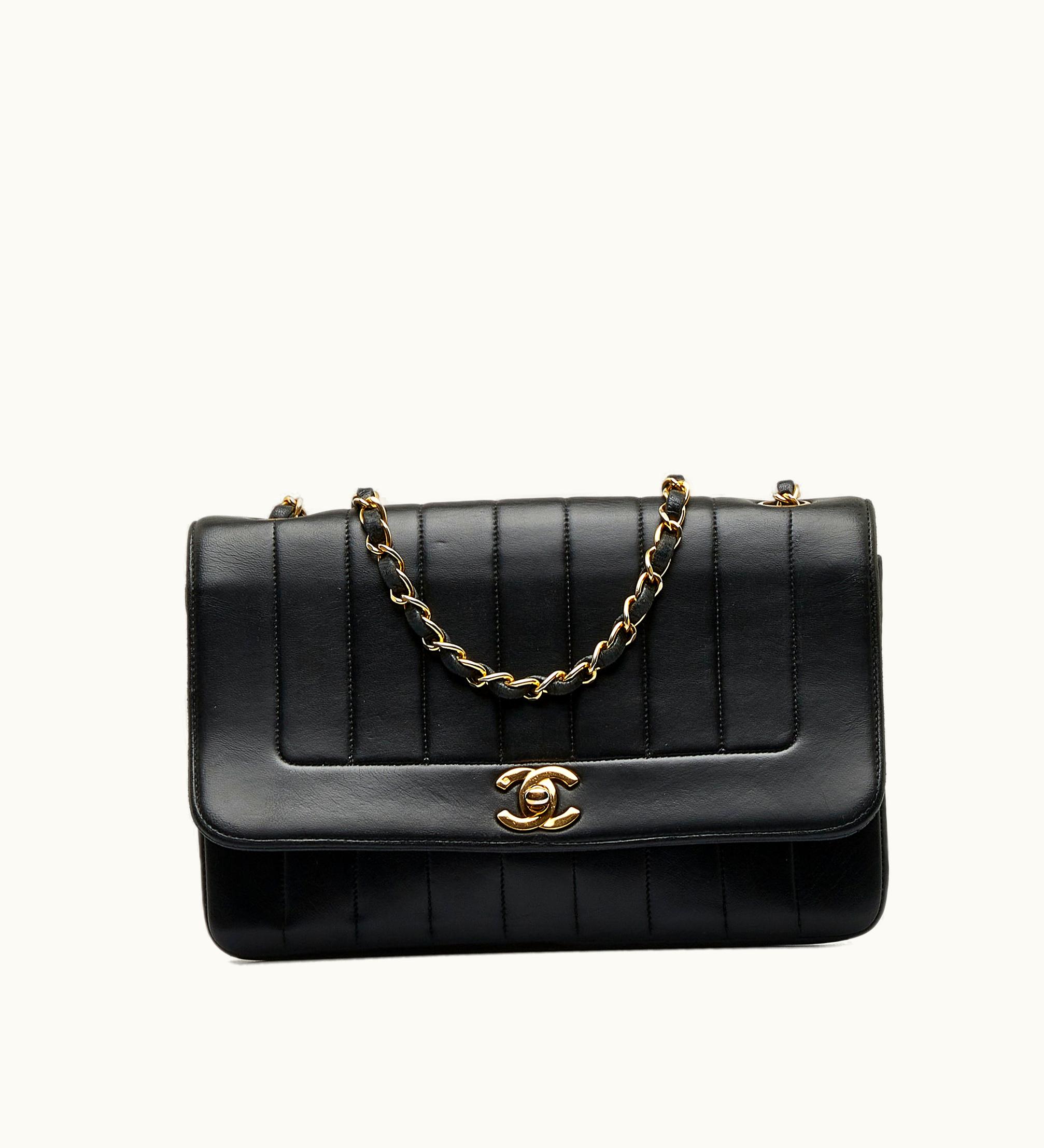 Chanel Chanel Quilted Lambskin Vertical Flap Crossbody Bag Black