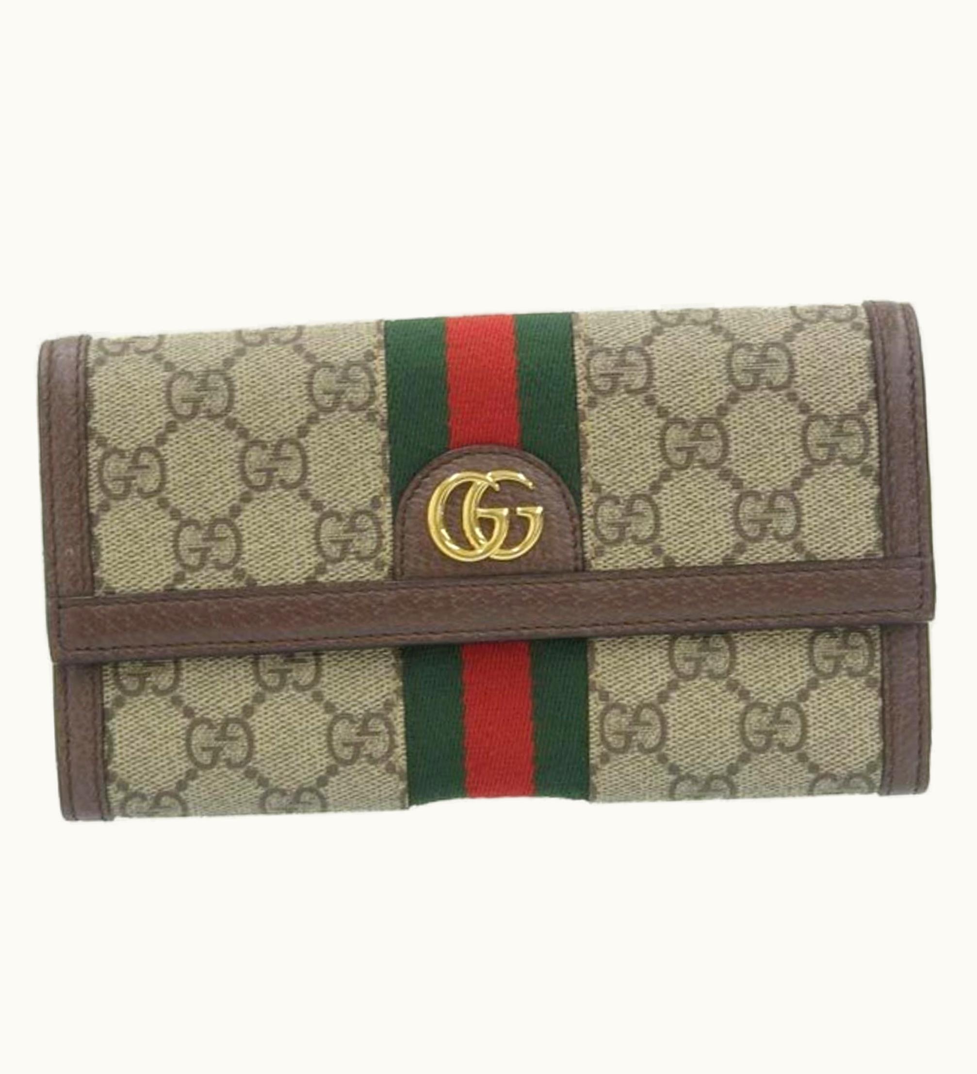 Gucci Gucci Ophidia GG Supreme Sherry Continental Long Wallet 523153 Beige/Brown Women's