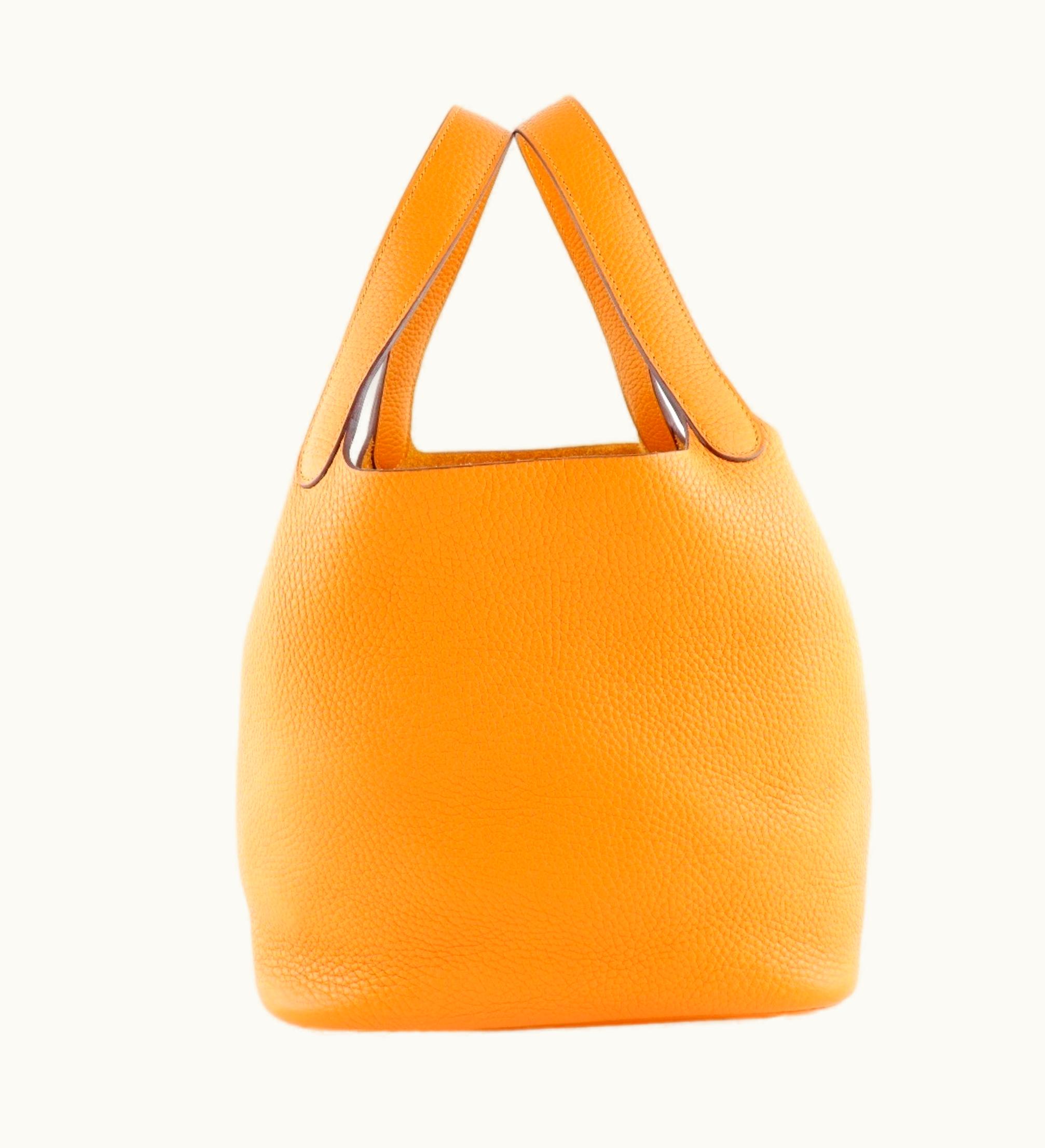 Hermès Hermès Picotin Lock MM Taurillon Clemence Apricot Orange C Women's Handbag A+ Rank