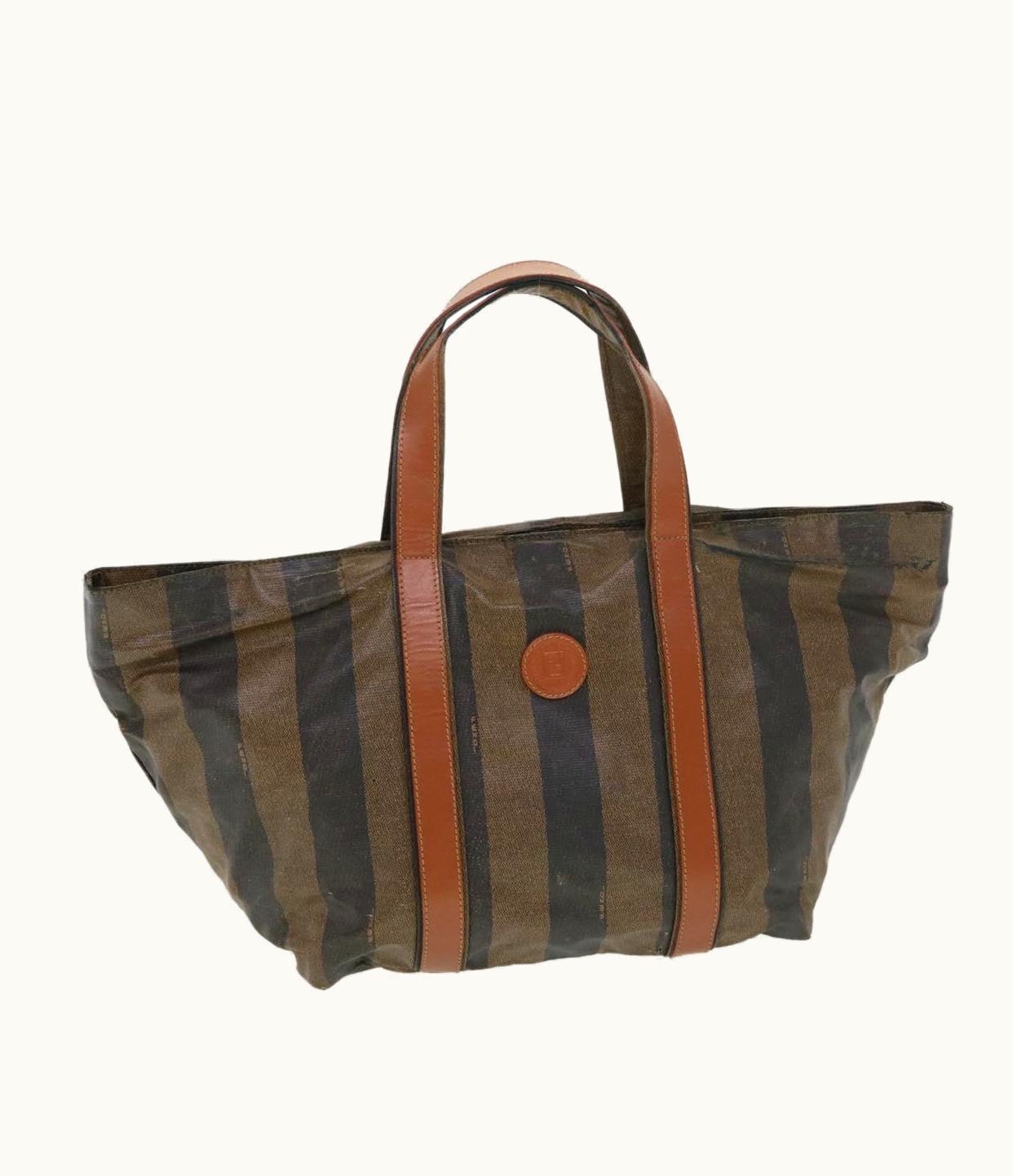 Fendi Fendi Pecan Canvas Hand Bag Nylon Black Brown