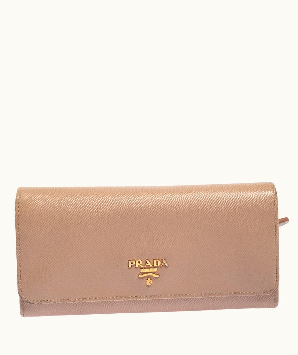 Prada Prada Beige Saffiano Lux Leather Flap Continental Wallet