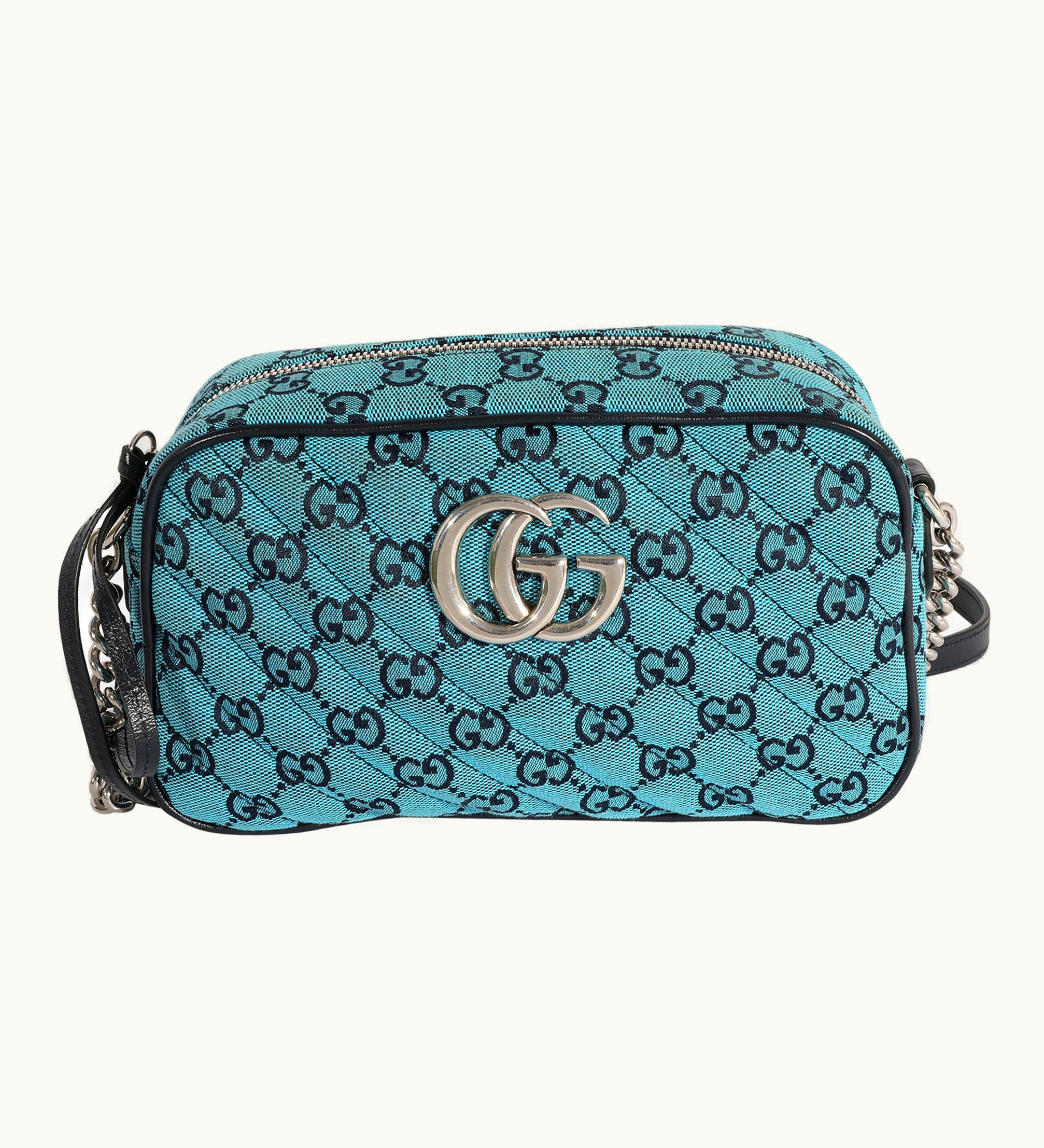 Gucci Gucci Blue GG Matelasse Denim Small Marmont Shoulder Bag