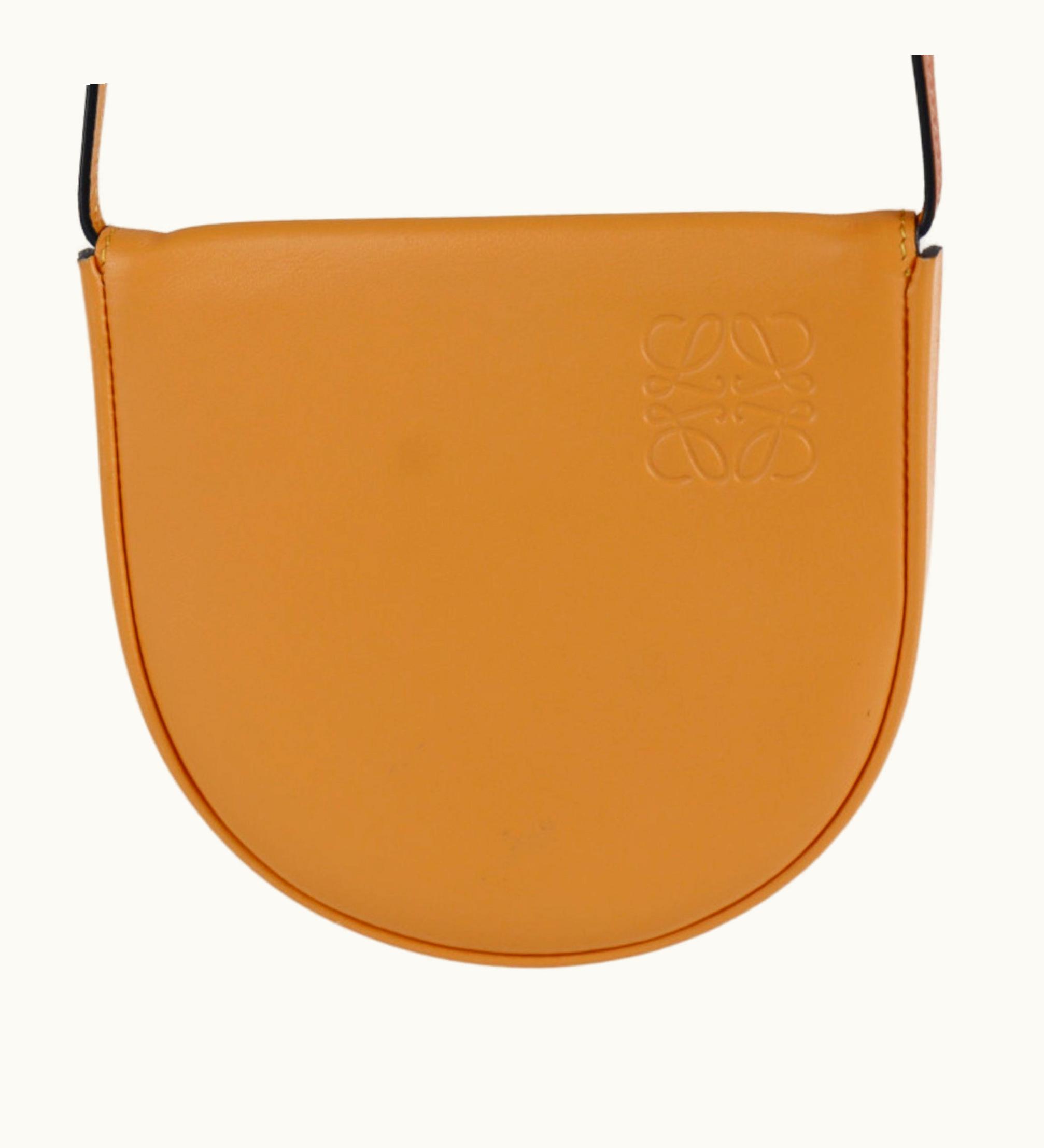 Loewe Loewe Heel Pouch Small Shoulder Bag Leather Orange Beige Pochette Crossbody Diagonal Hanging