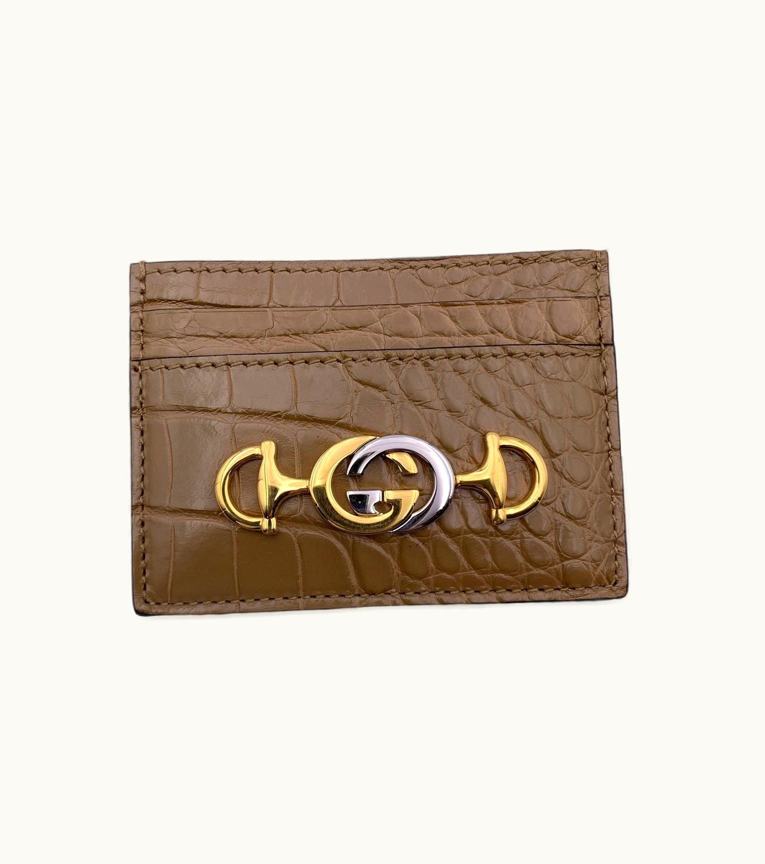 Gucci Gucci Tan Leather Zumi Horsebit Credit Card Case Holder Wallet