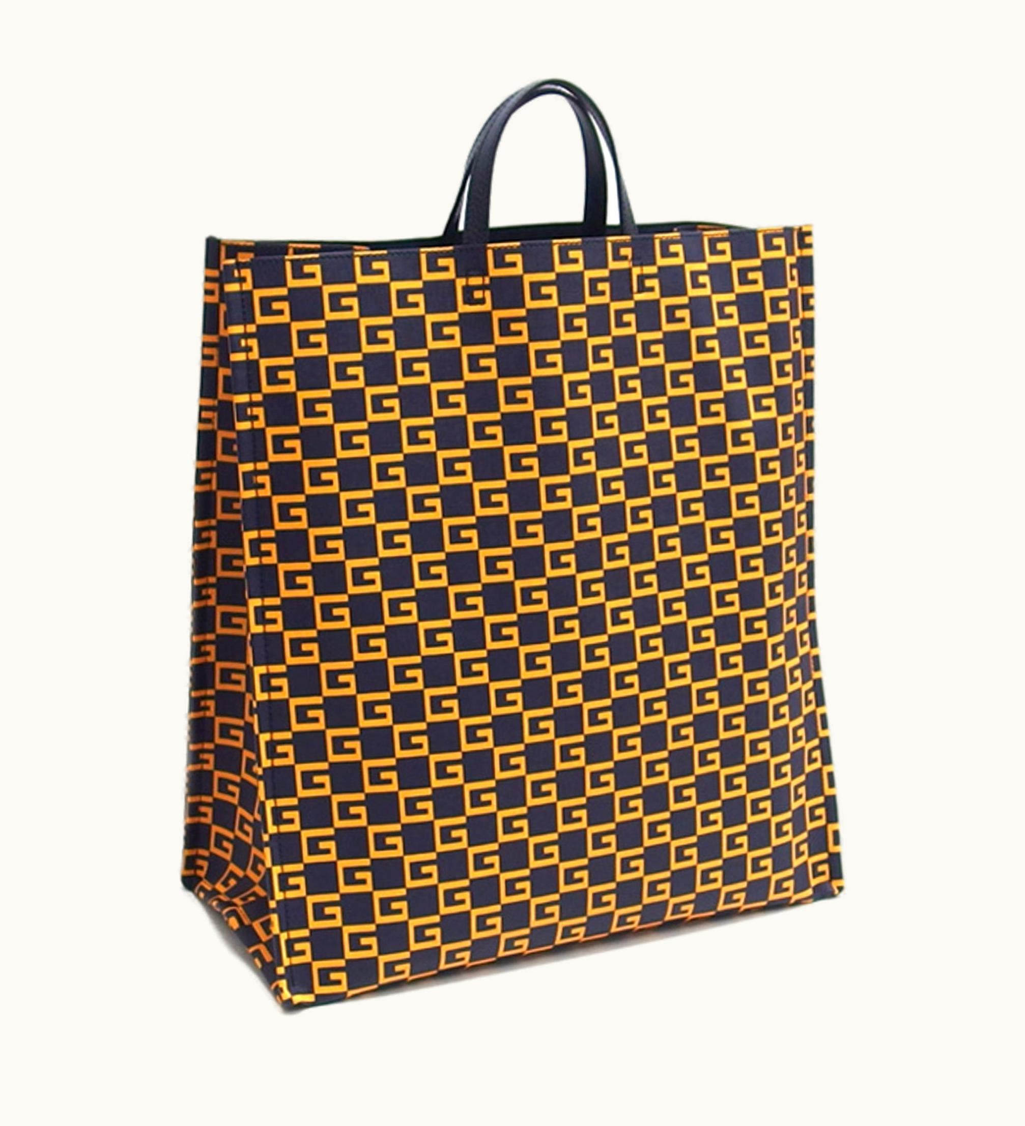 Gucci Gucci Square G Print Tote Bag Dark Navy X Yellow Series 20190617 2-Ss201912