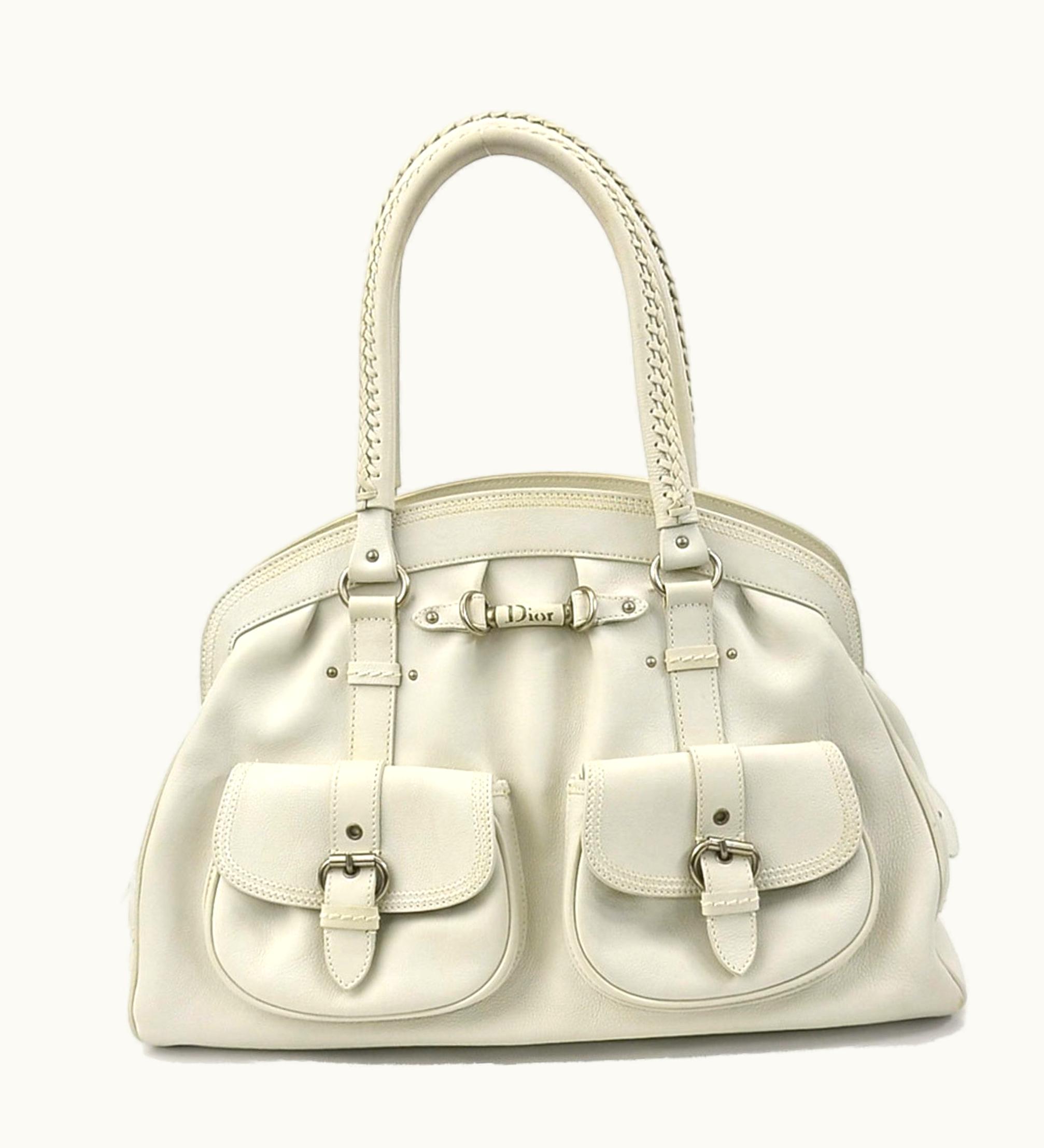 Dior Dior Christian Dior Handbag Leather Ivory Ladies