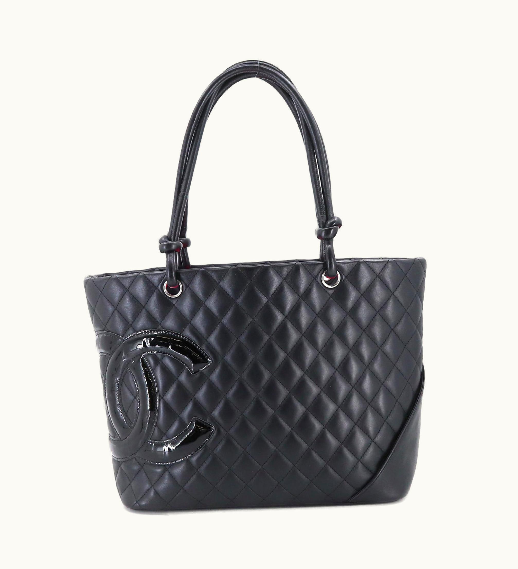 Chanel Chanel Cambon Line Large Tote Bag Leather Enamel Black A25169
