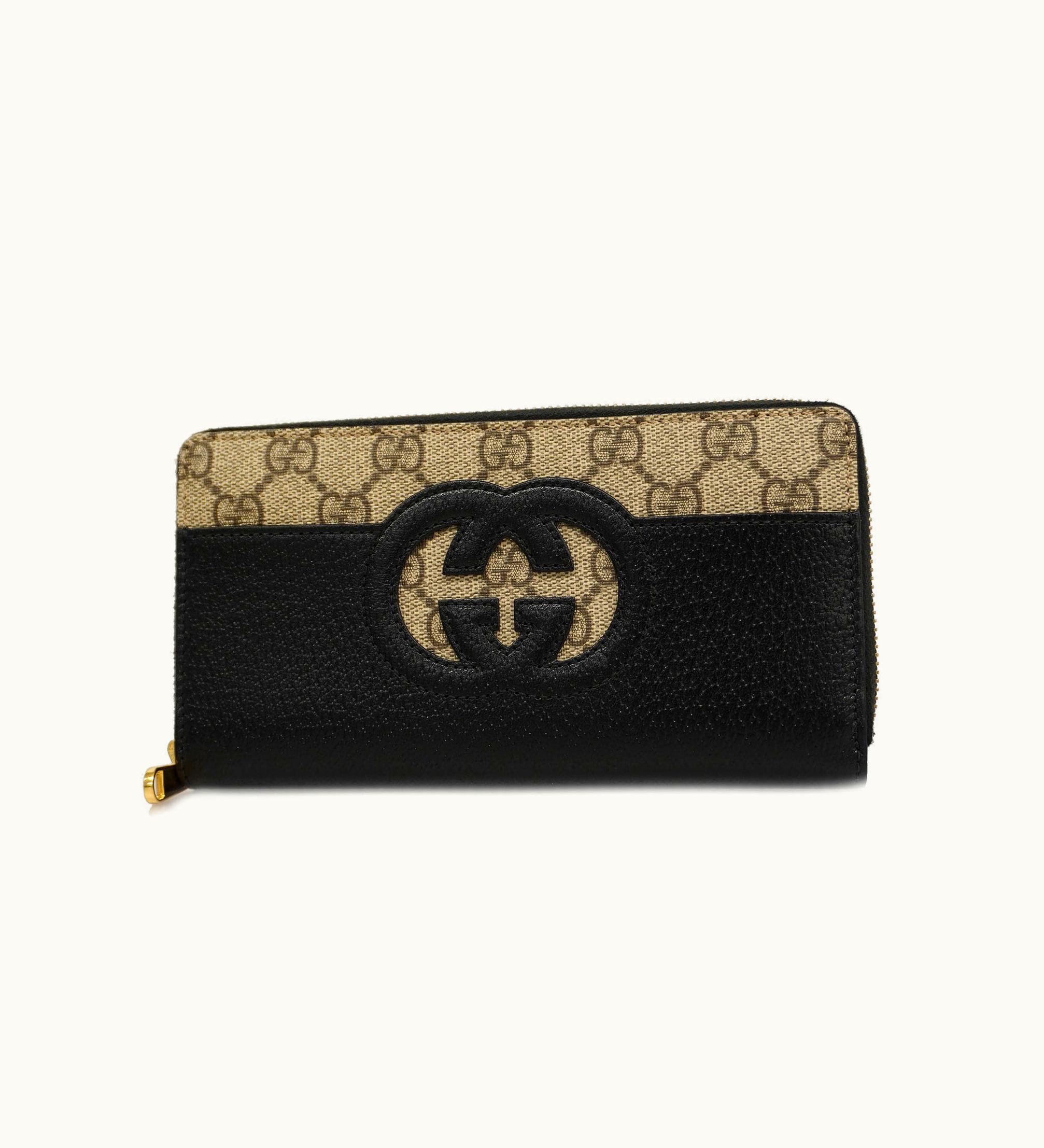 Gucci Gucci Cutout Interlocking G Gold Hardware 701423 Men's GG Supreme, Leather