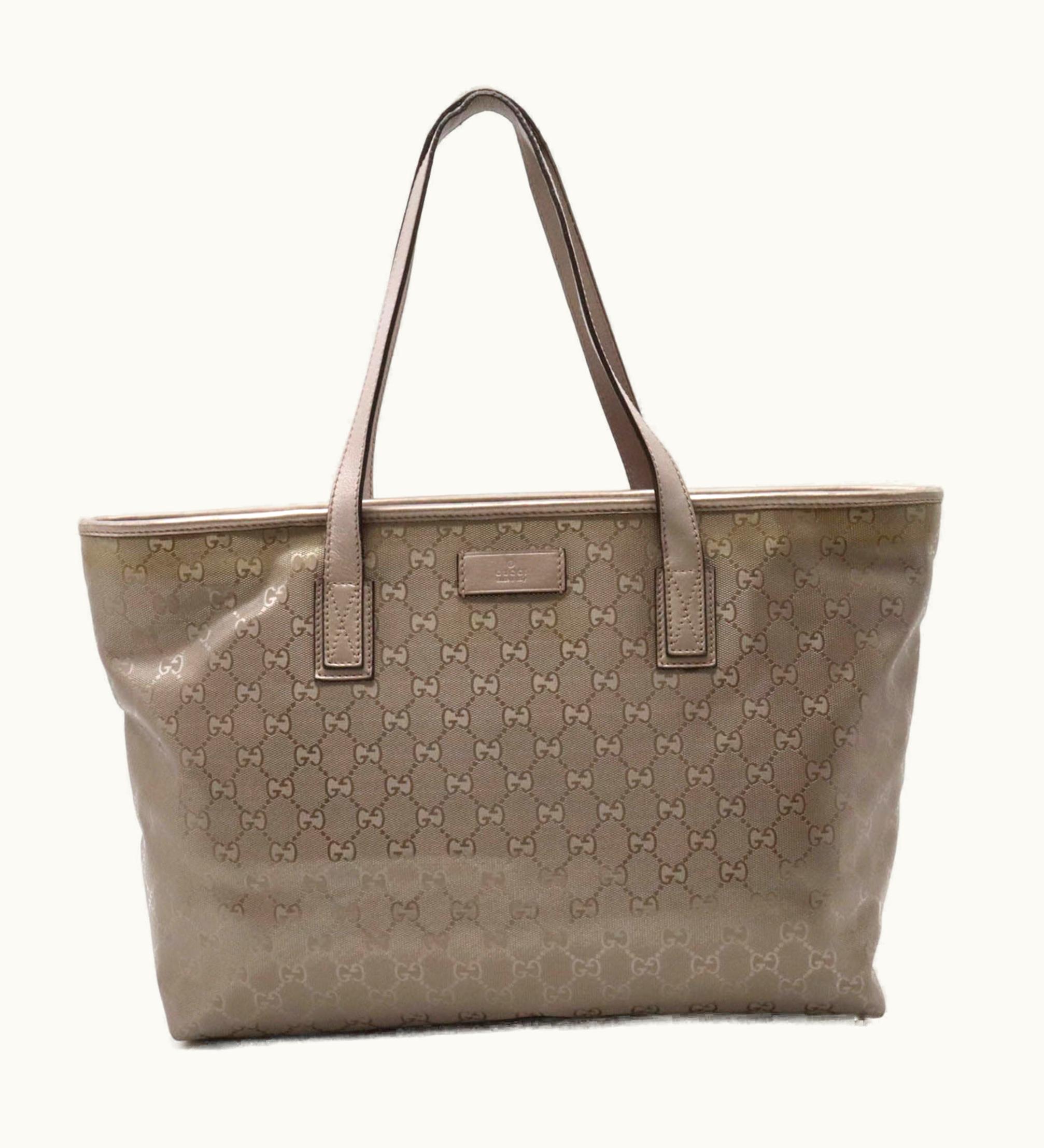 Gucci Gucci GG Implement Tote Bag Shoulder Pvc Metallic Leather Pink Silver 211137