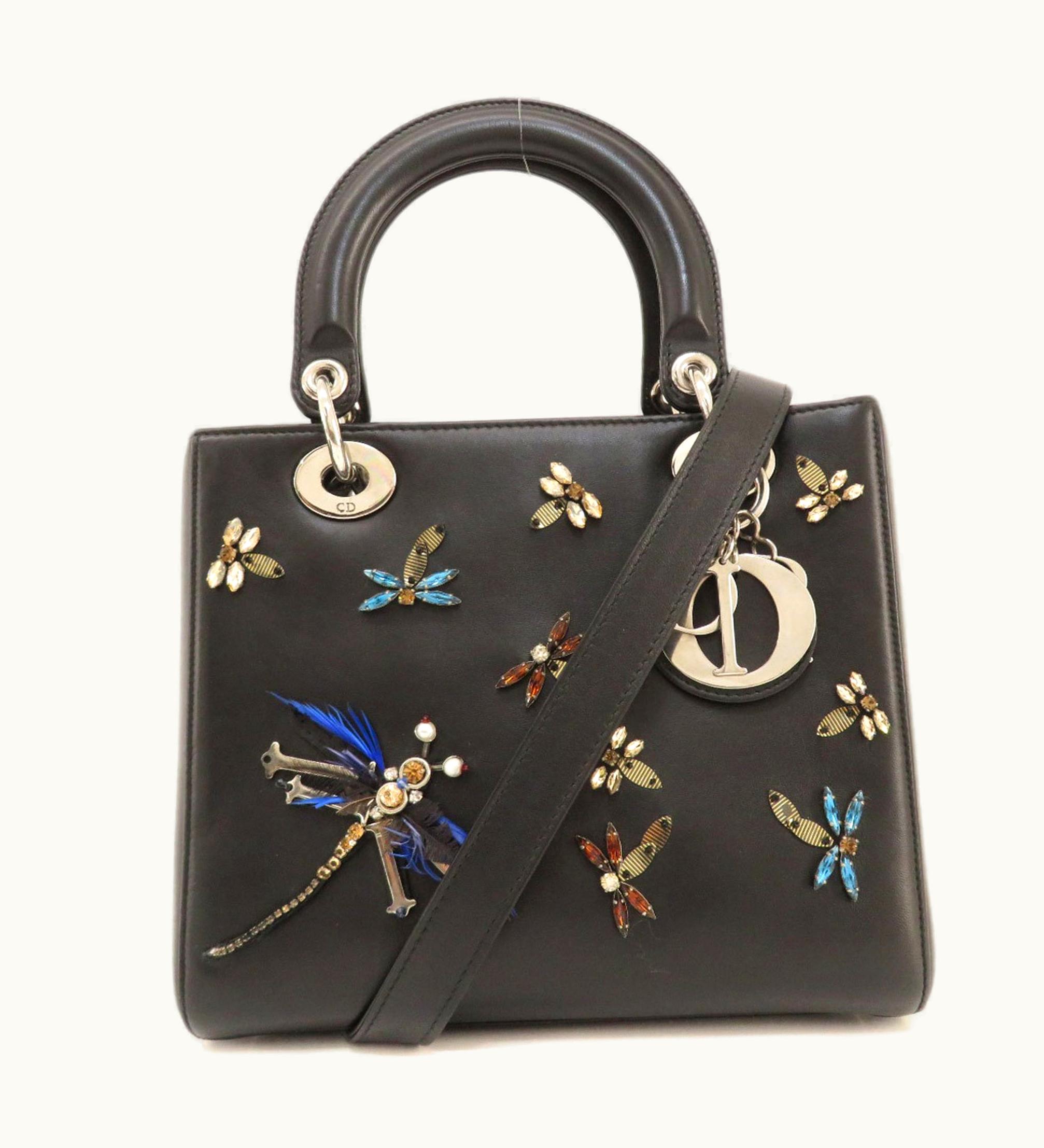 Dior Dior Christian Dior Lady Dragonfly Motif Handbag Calf Women's