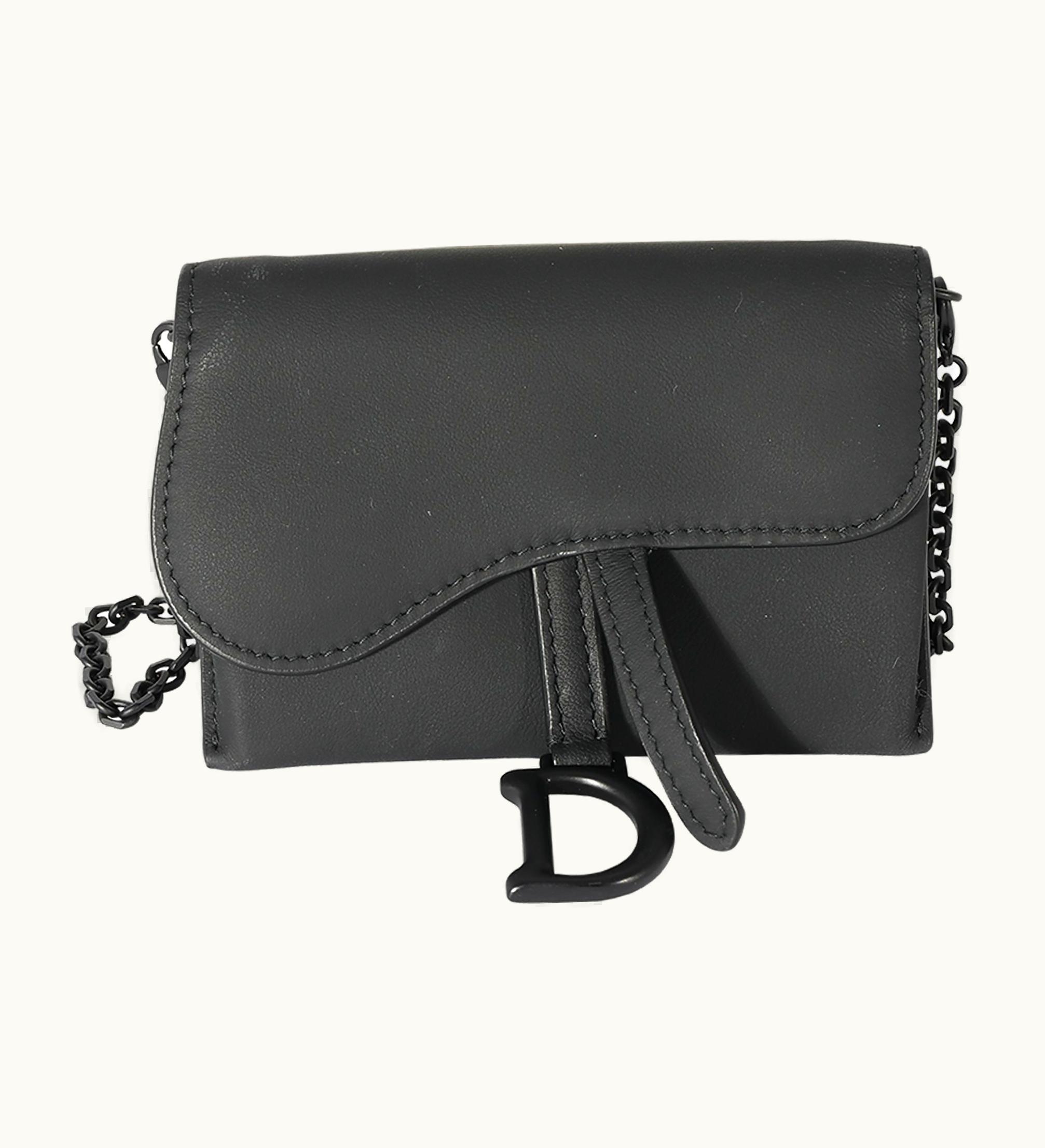 Dior Dior Christian Dior Black Ultra Matte Calfskin Saddle Belt Pouch