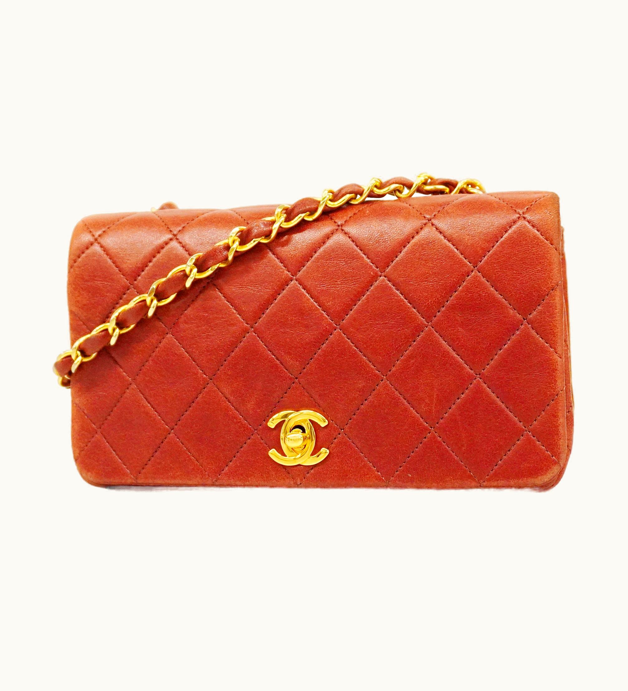Chanel Chanel Matelasse Chain Shoulder Women's Leather Shoulder Bag Red Gold