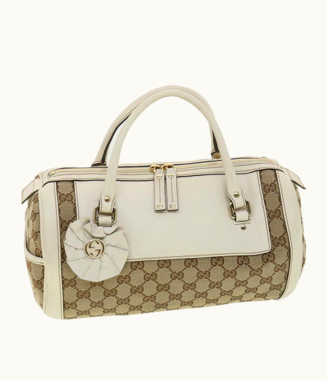 Gucci Gucci GG Canvas Hand Bag Beige White 189825