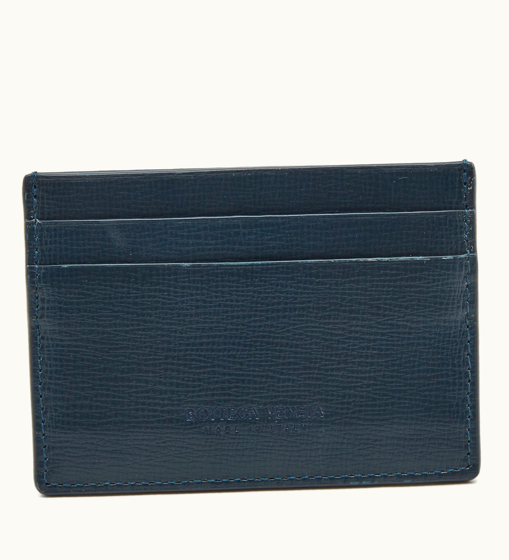 Bottega Veneta Teal Green Leather Card Holder