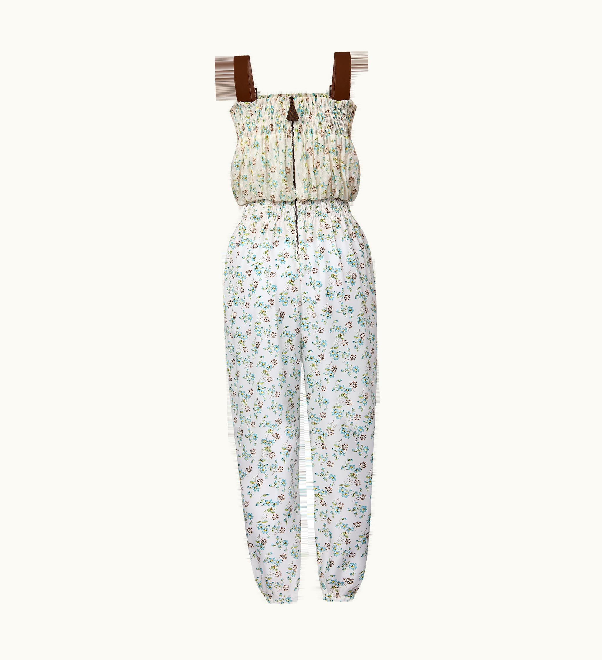 Louis Vuitton Louis Vuitton Floral Print Leather Strap Jumpsuit