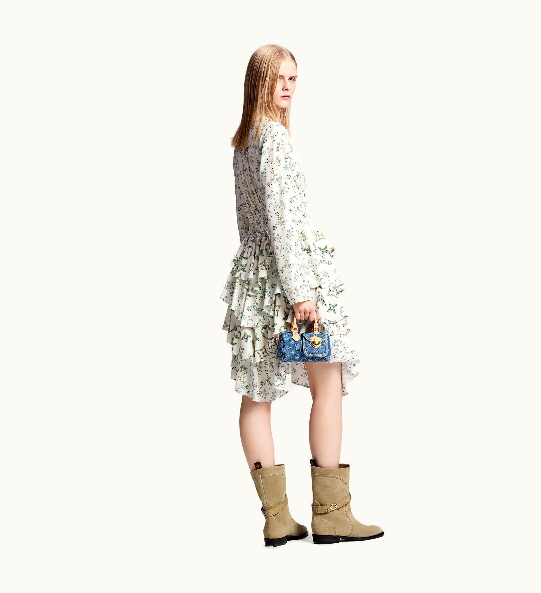 Louis Vuitton Louis Vuitton Floral Print Long-Sleeved Tiered Dress