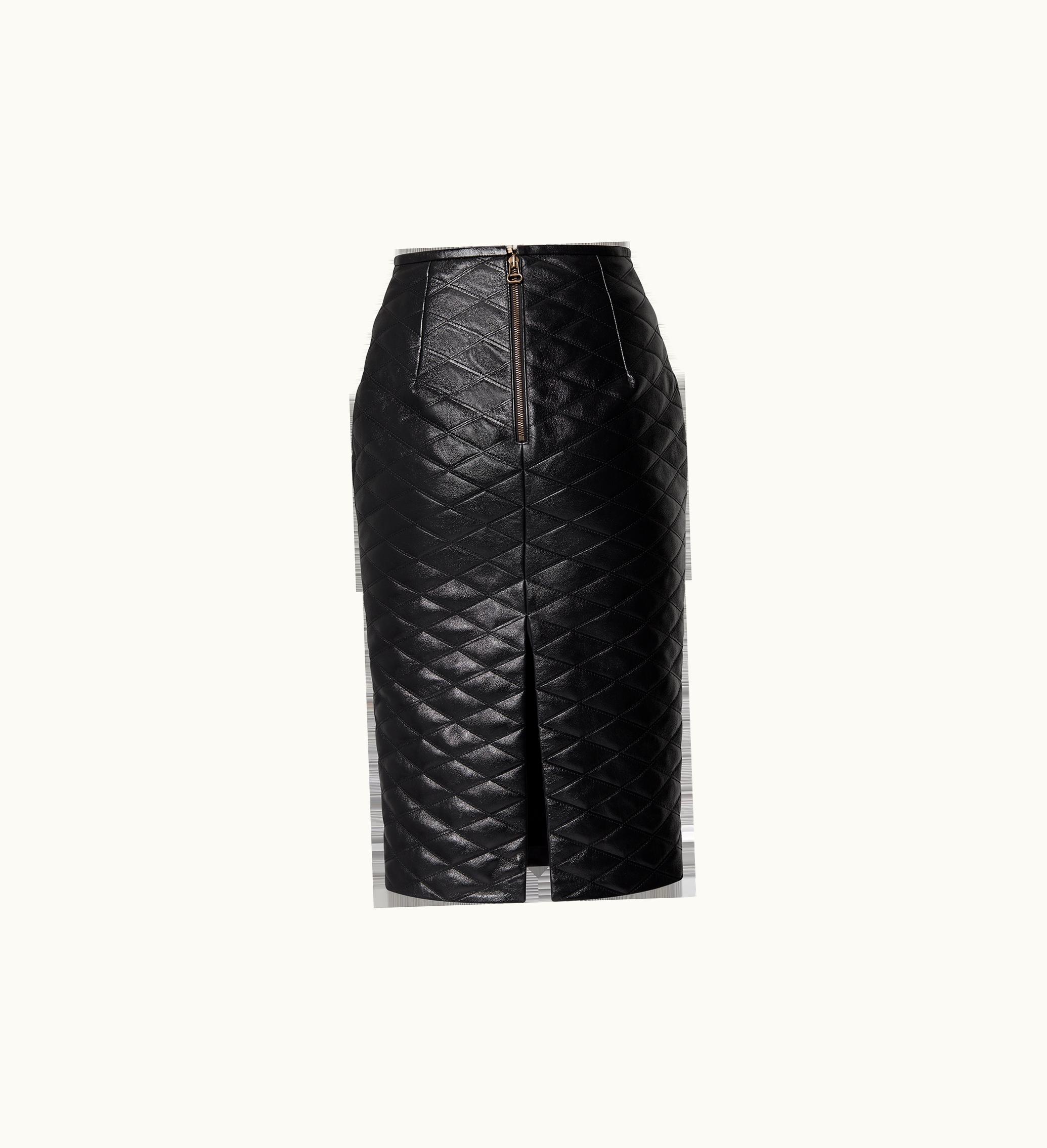 Louis Vuitton Louis Vuitton Malletage Leather Pencil Skirt
