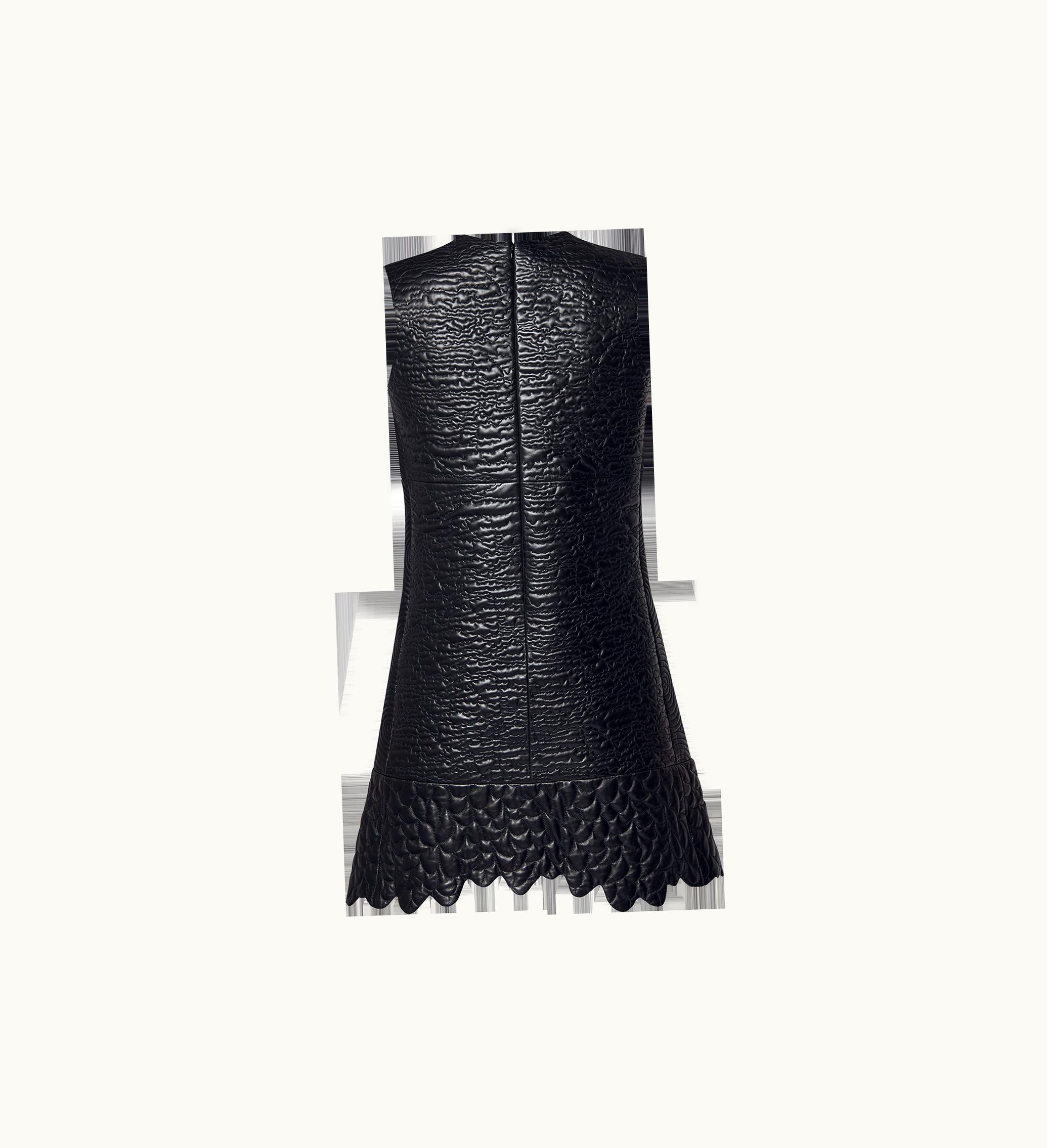 Louis Vuitton Louis Vuitton Leather Boutis Dress With See-Through Yoke