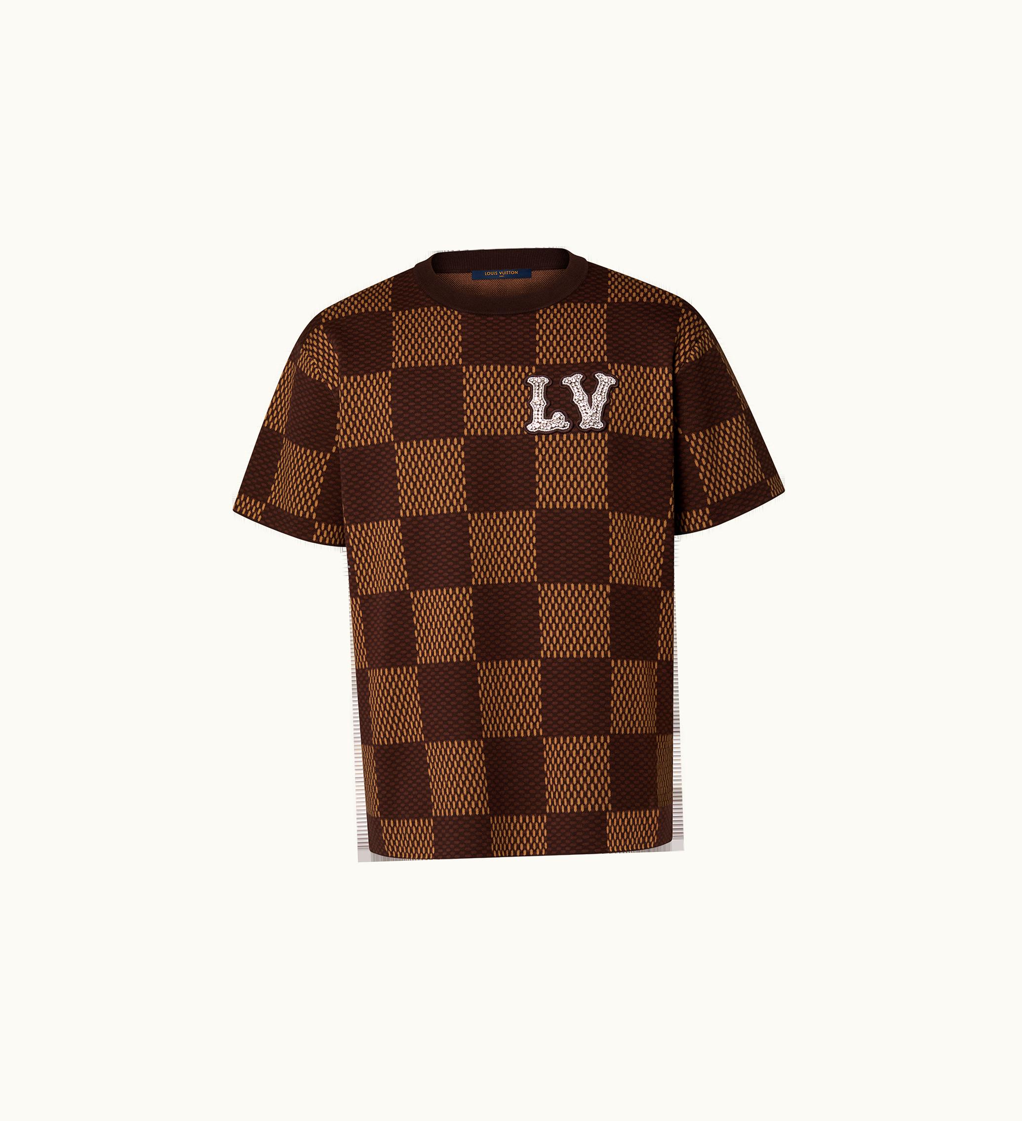 Louis Vuitton Louis Vuitton Short-Sleeved Cotton Damier Crewneck With Crystal LV Patch
