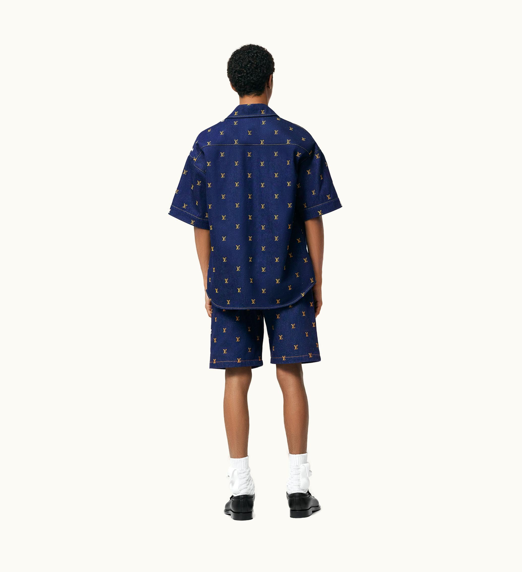 Louis Vuitton Louis Vuitton Embroidered Signature Short-Sleeved Denim Shirt