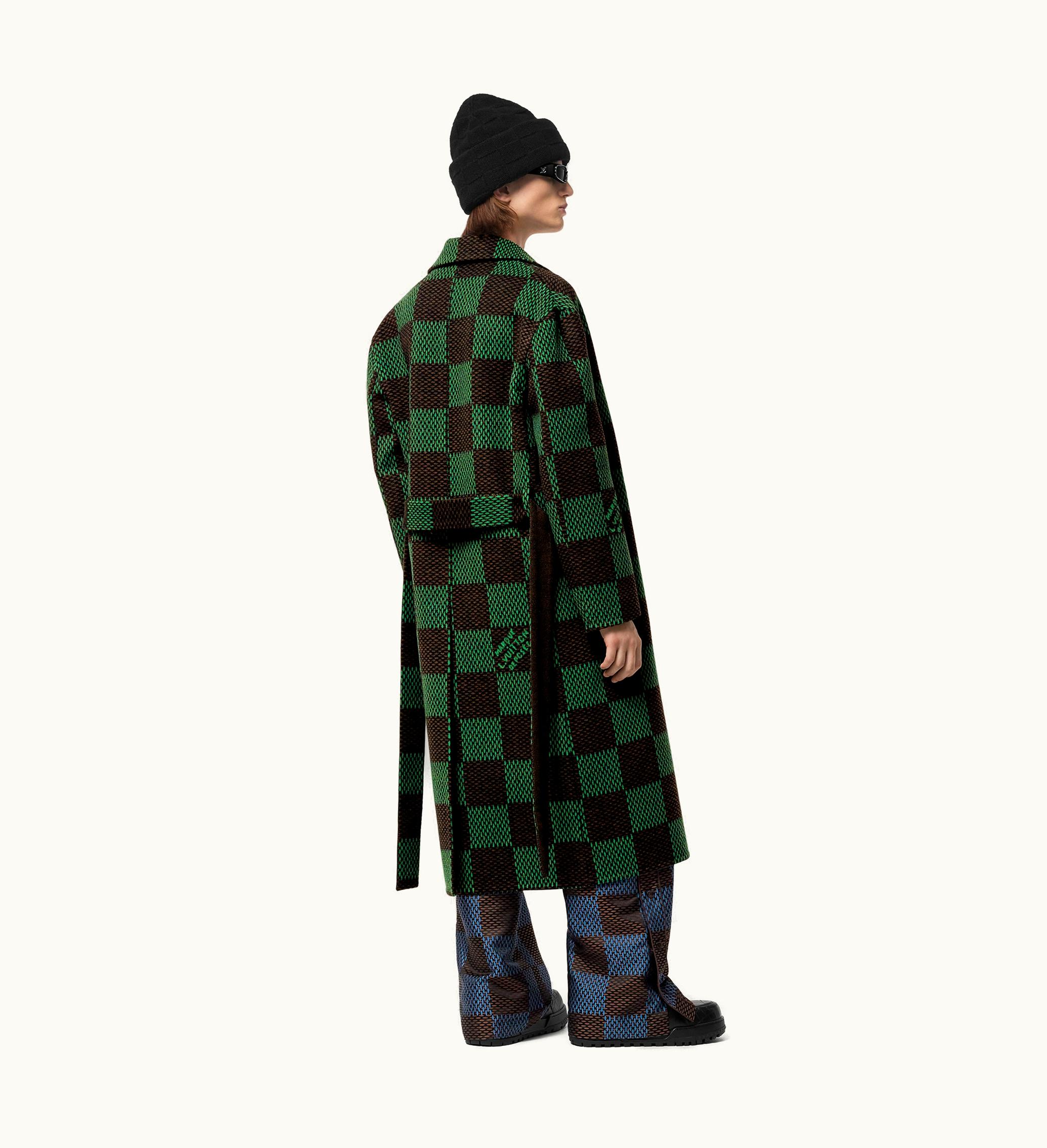Louis Vuitton Louis Vuitton Damier Double Face Wool Mix Belted Coat
