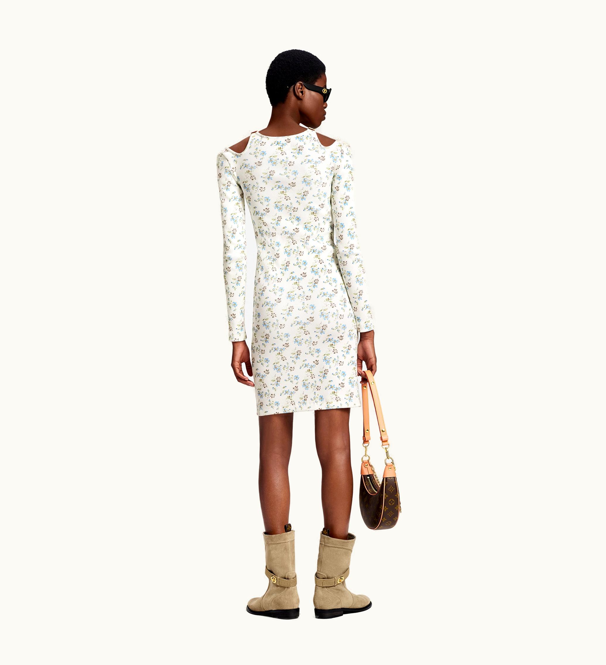 Louis Vuitton Louis Vuitton Floral Print Eyelet Strap Dress White