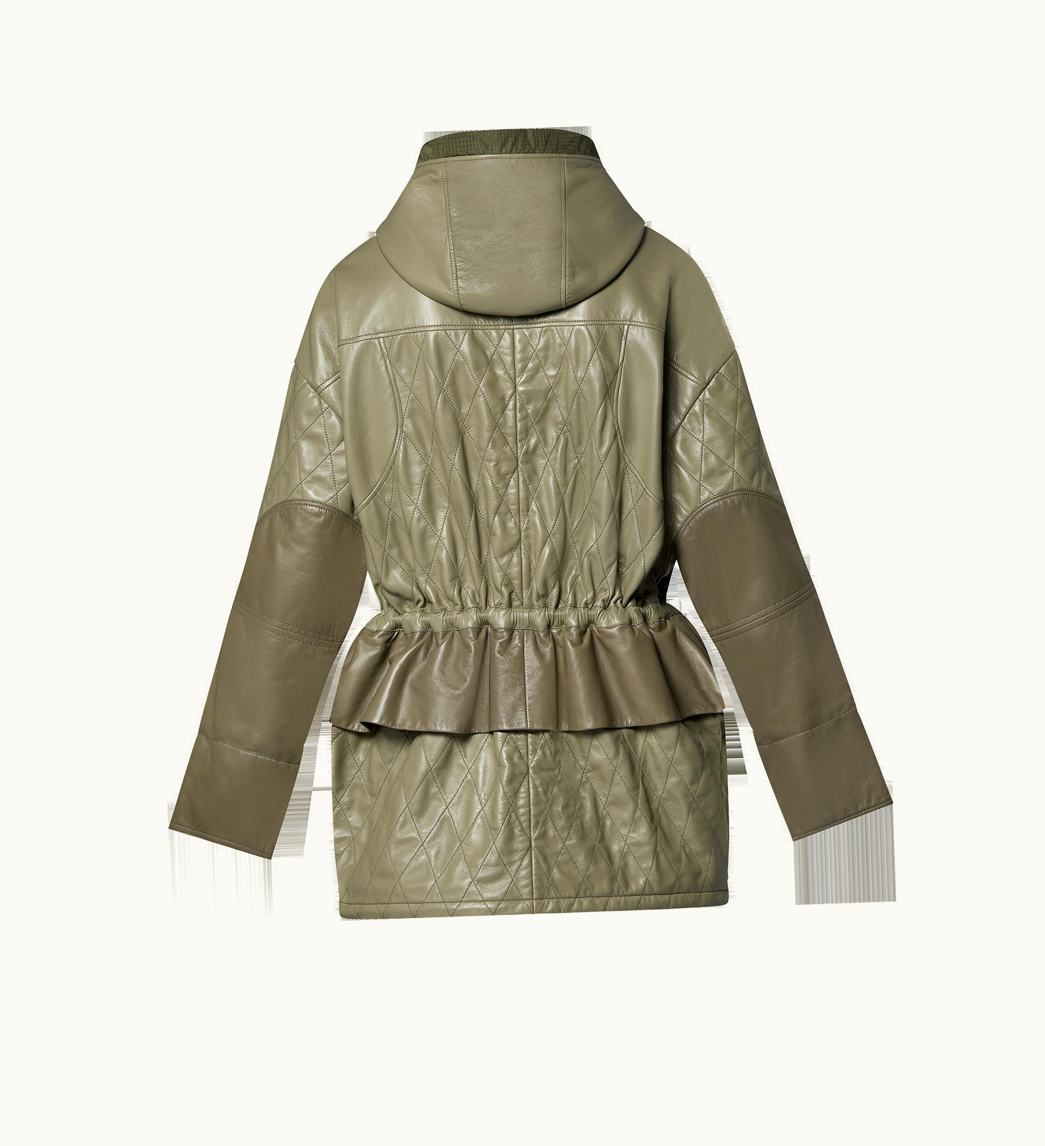 Louis Vuitton Louis Vuitton Colour-Blocked Malletage Leather Parka Green