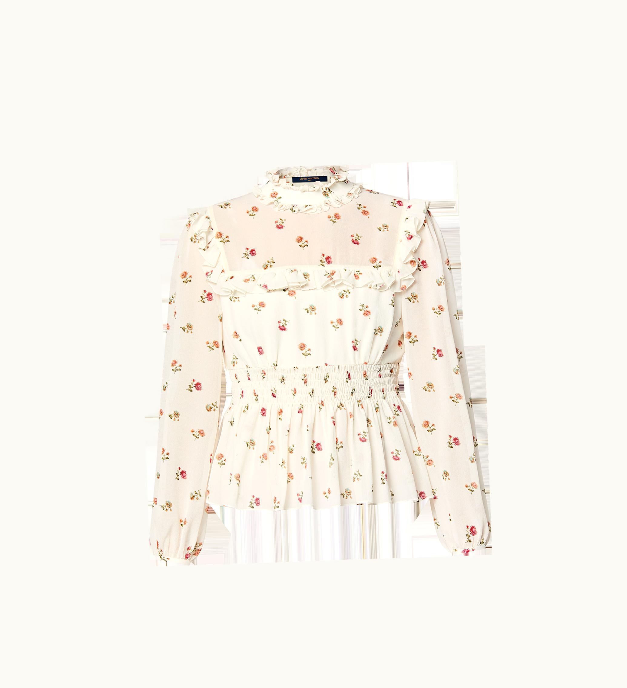Louis Vuitton Louis Vuitton Floral Print Ruffle Trim Blouse