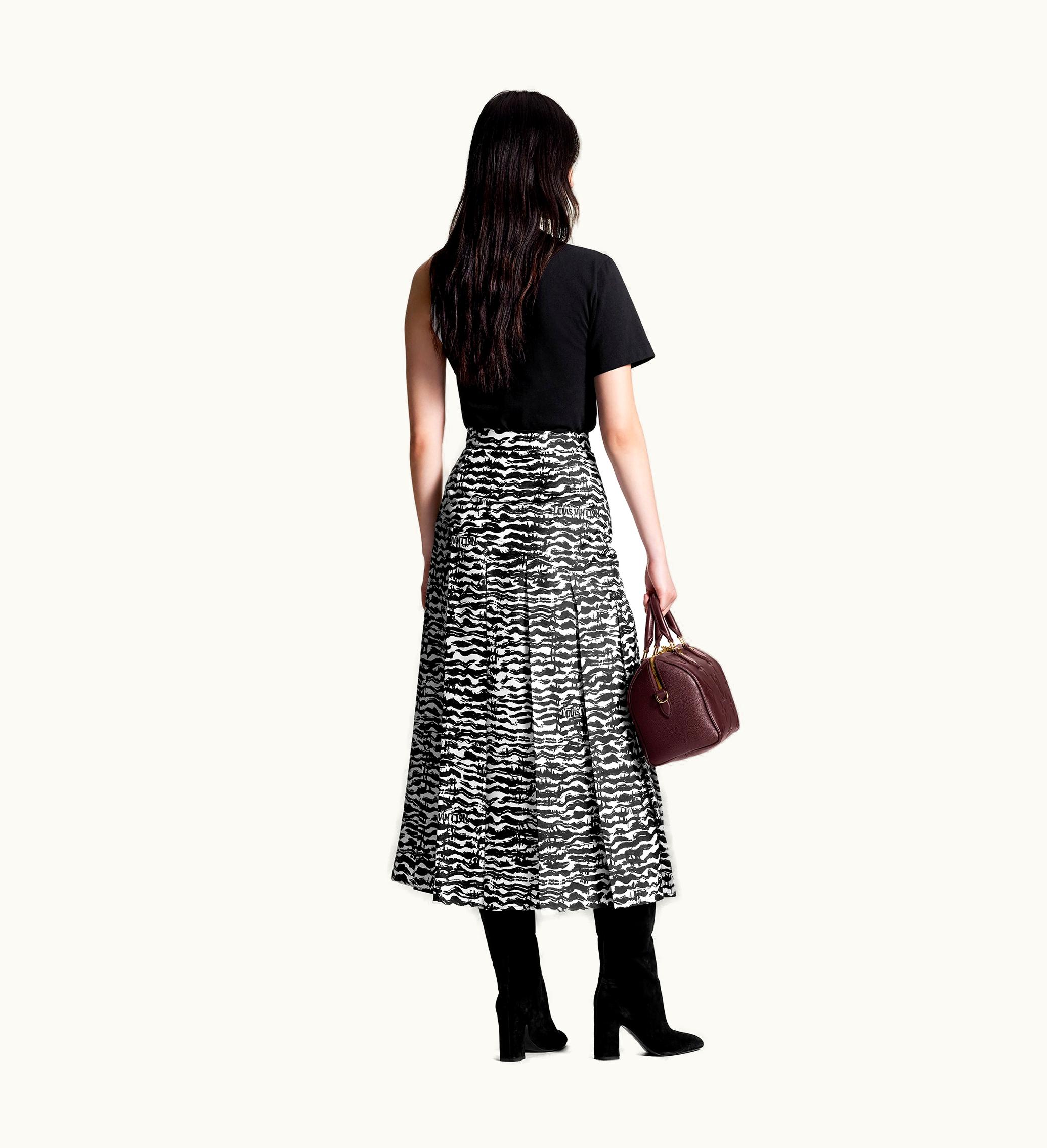 Louis Vuitton Louis Vuitton Ink Tiger Asymmetrical Pleat Midi Skirt
