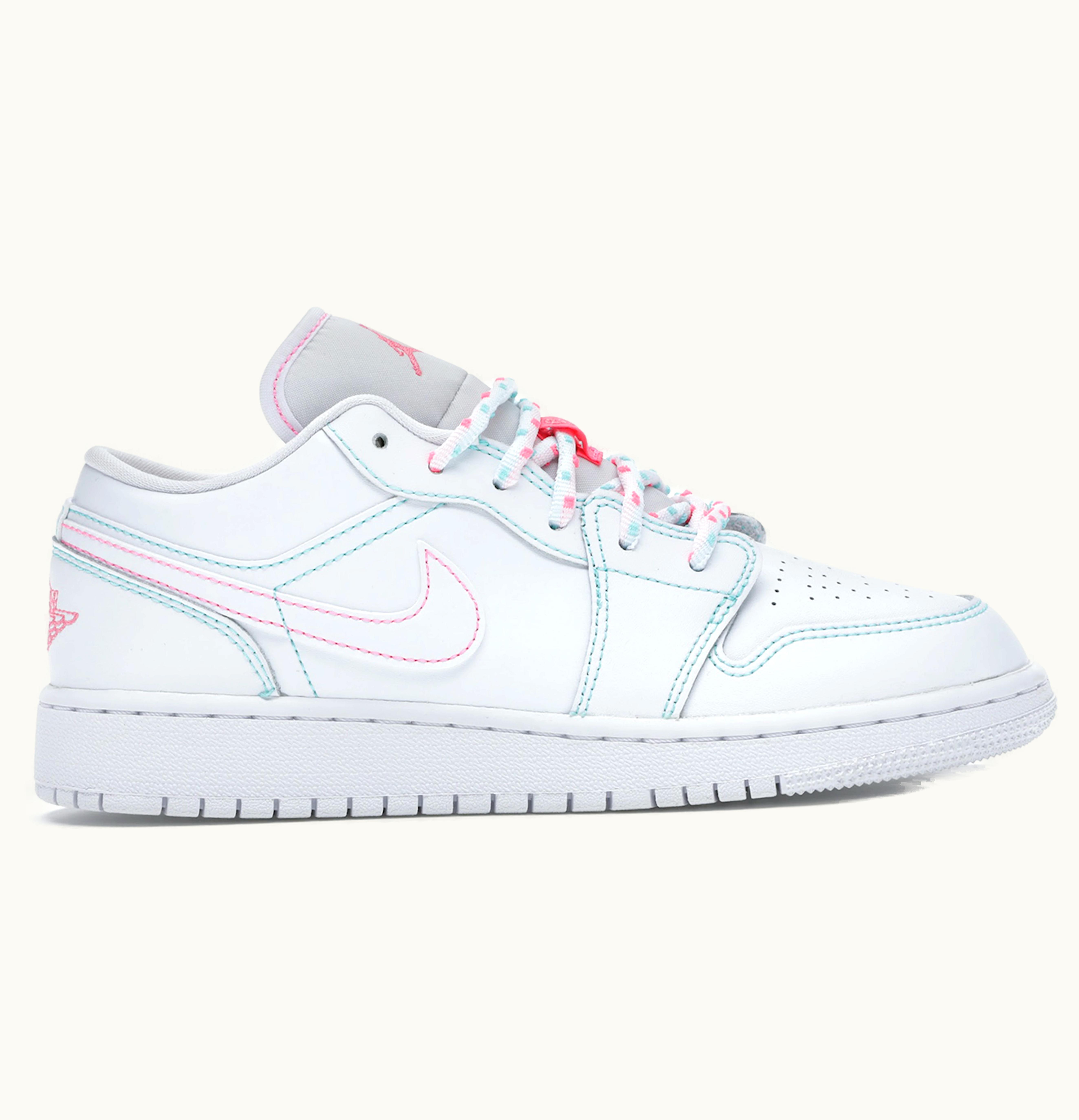 Jordan Air Jordan 1 Low White Green Pink GS