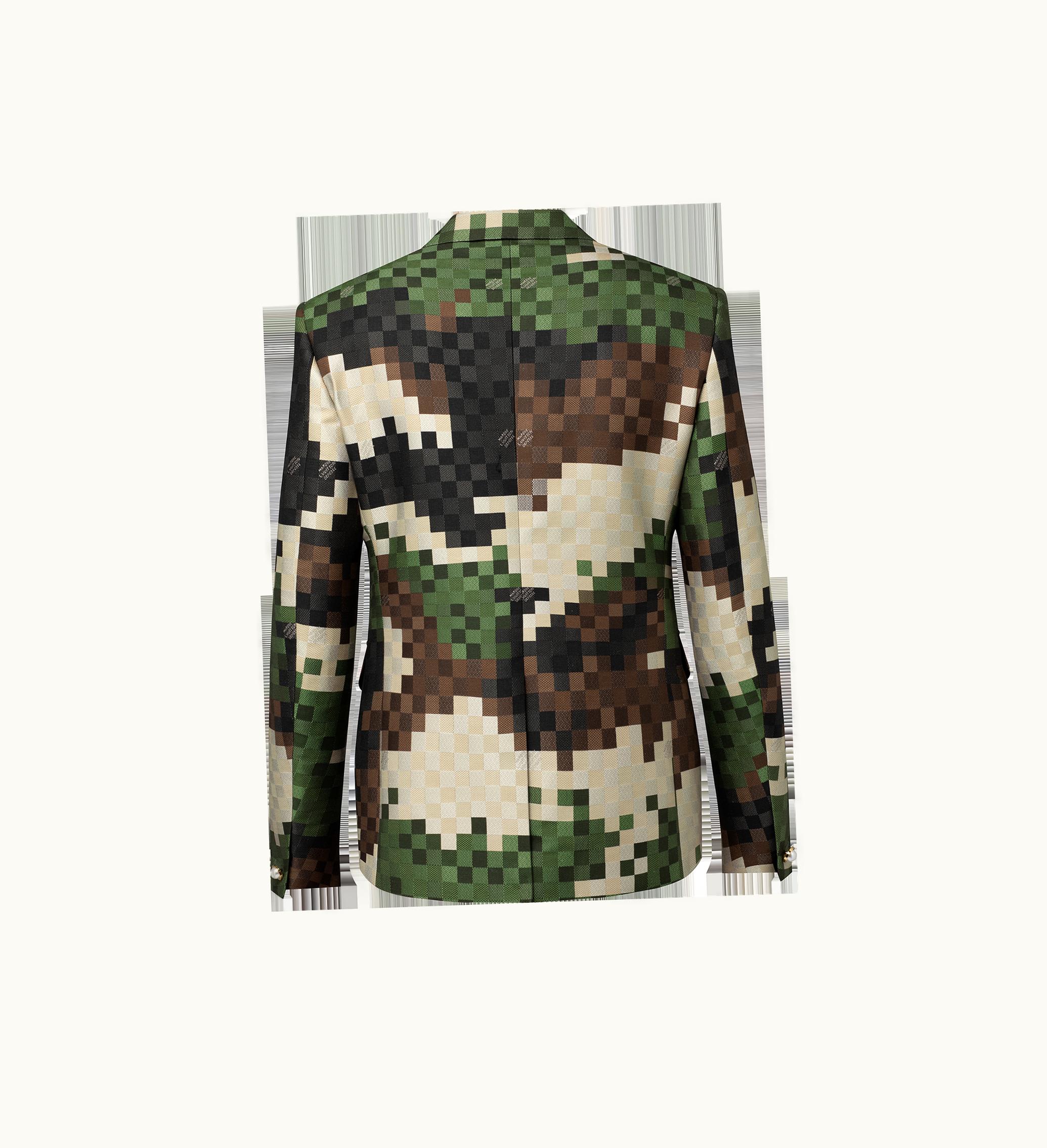 Louis Vuitton Louis Vuitton Single-Breasted Tailored Damier Jacket Green