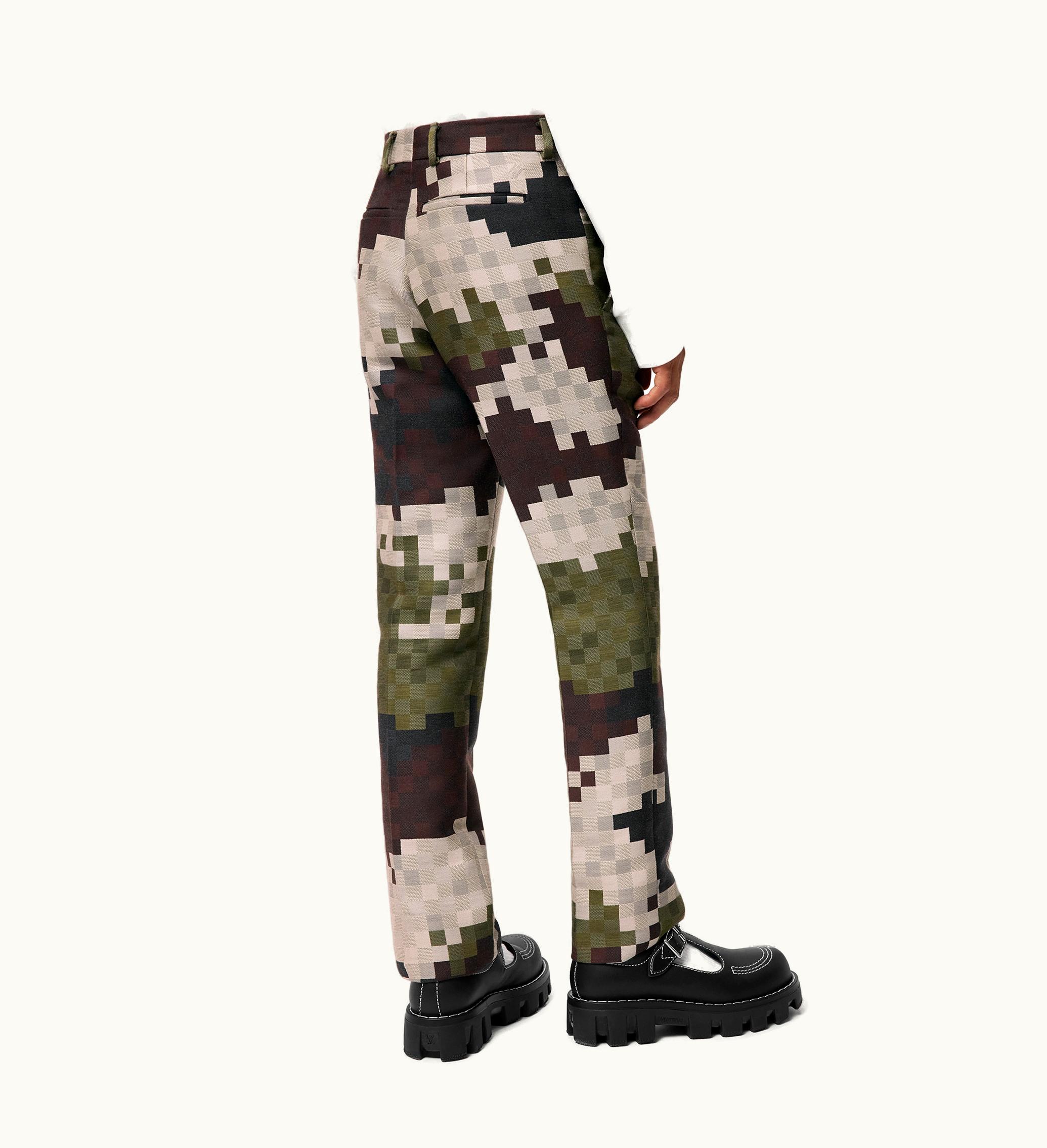 Louis Vuitton Louis Vuitton Tailored Cotton Damier Cigarette Trousers Green