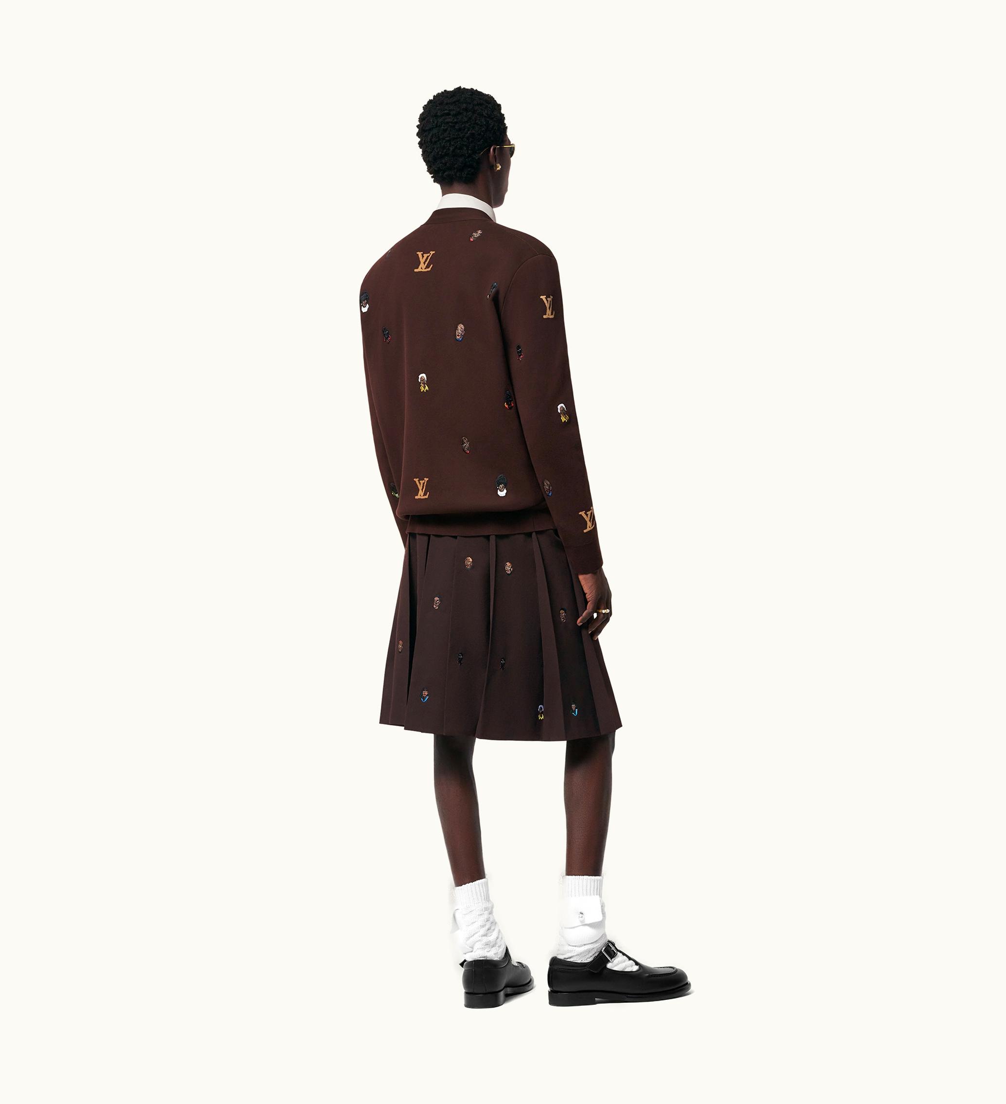 Louis Vuitton Louis Vuitton Embroidered Pleated Shorts Brown