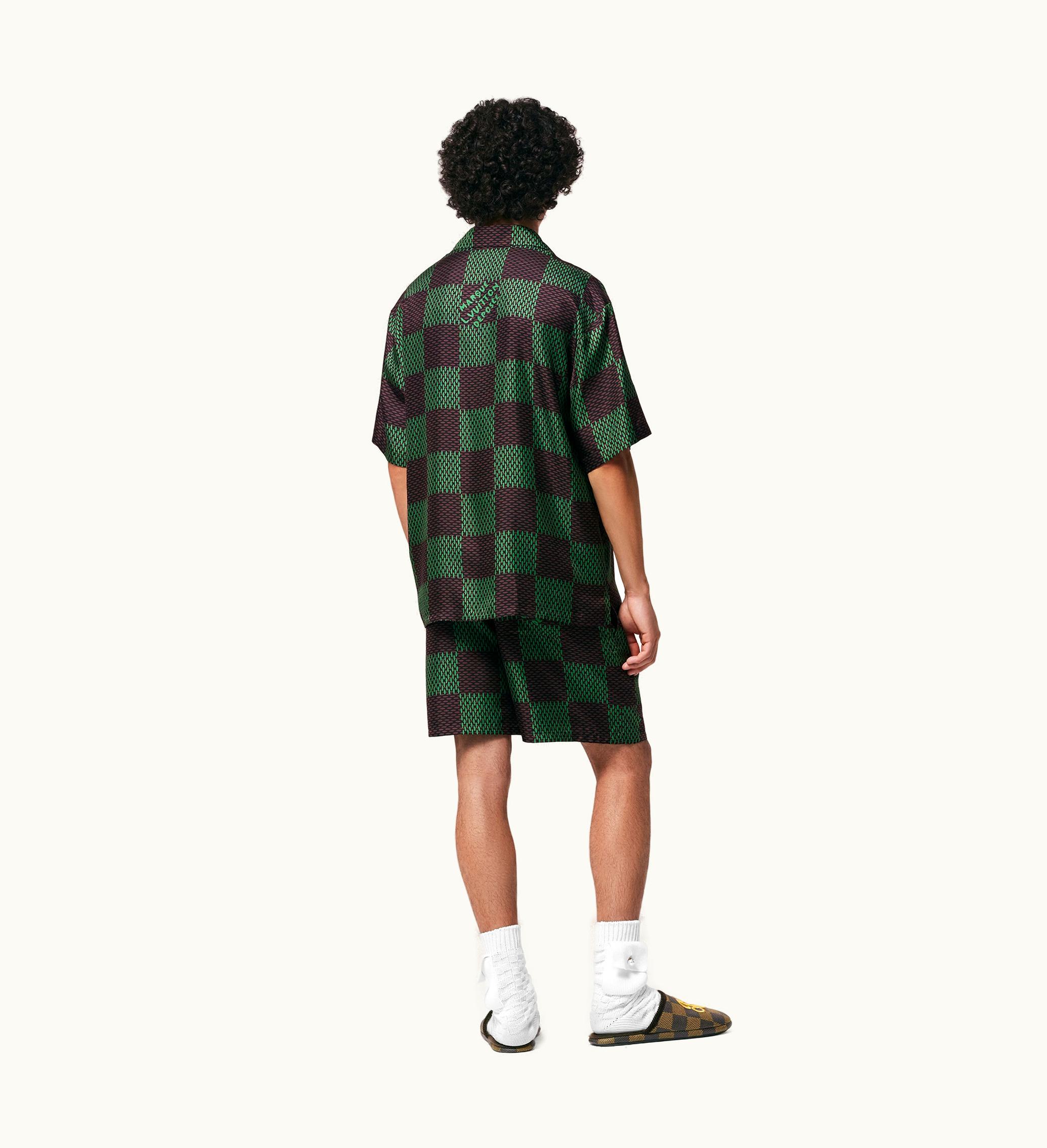 Louis Vuitton Louis Vuitton Open Collar Short-Sleeved Silk Shirt Green