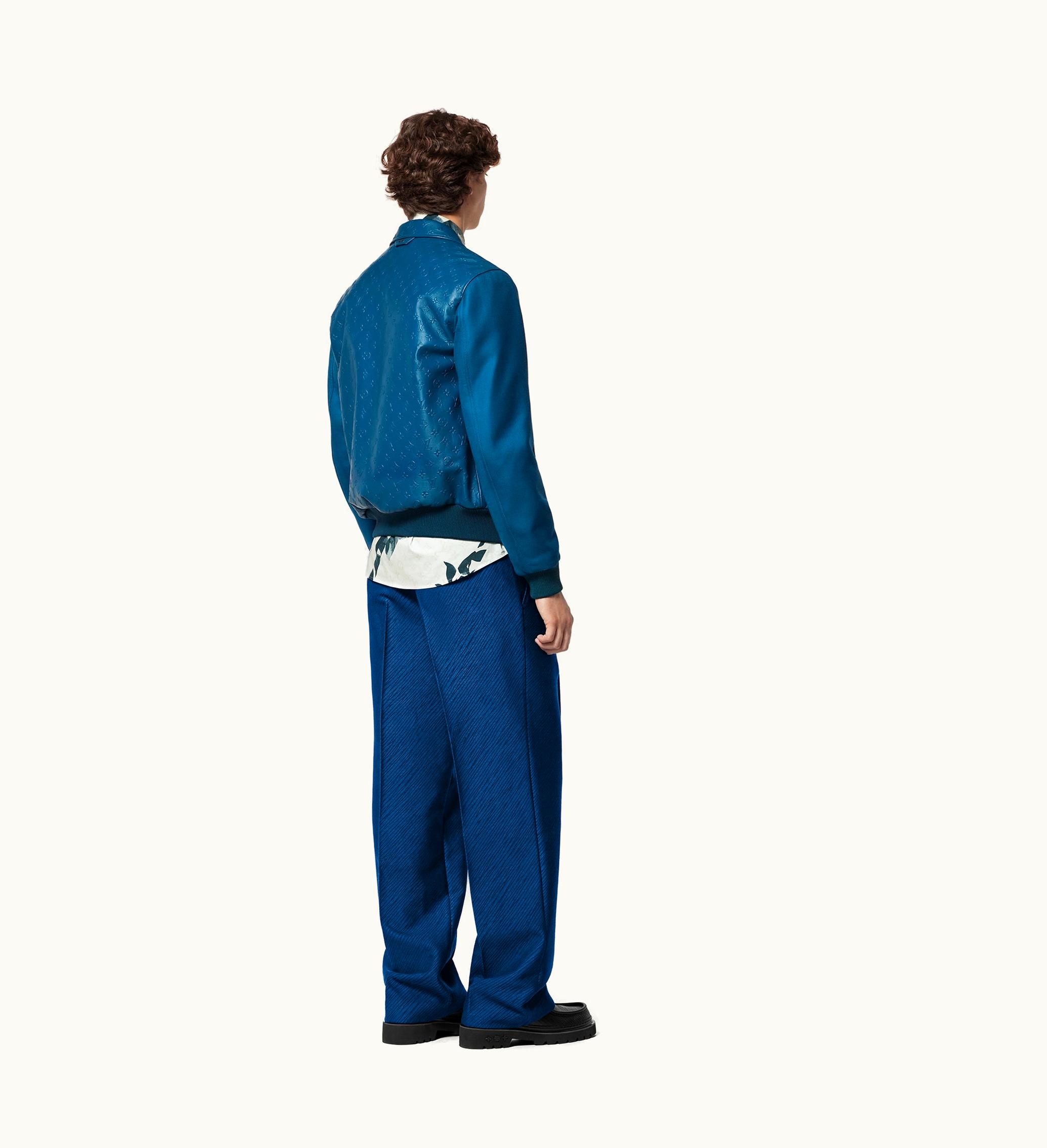 Louis Vuitton Louis Vuitton Monogram Embossed Leather And Wool Blouson Blue