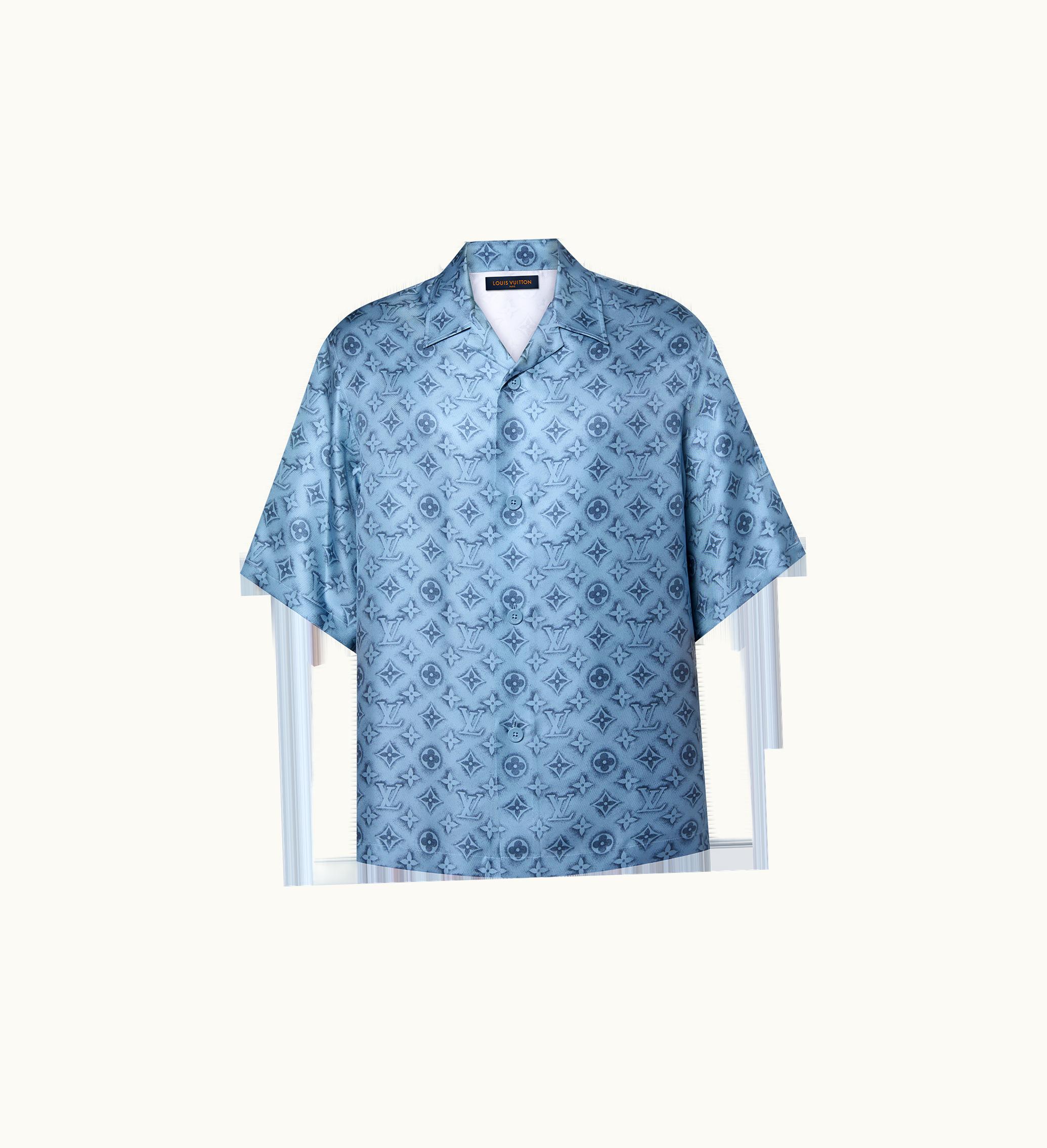 Louis Vuitton Louis Vuitton Monogram Silk Short-Sleeved Shirt Blue